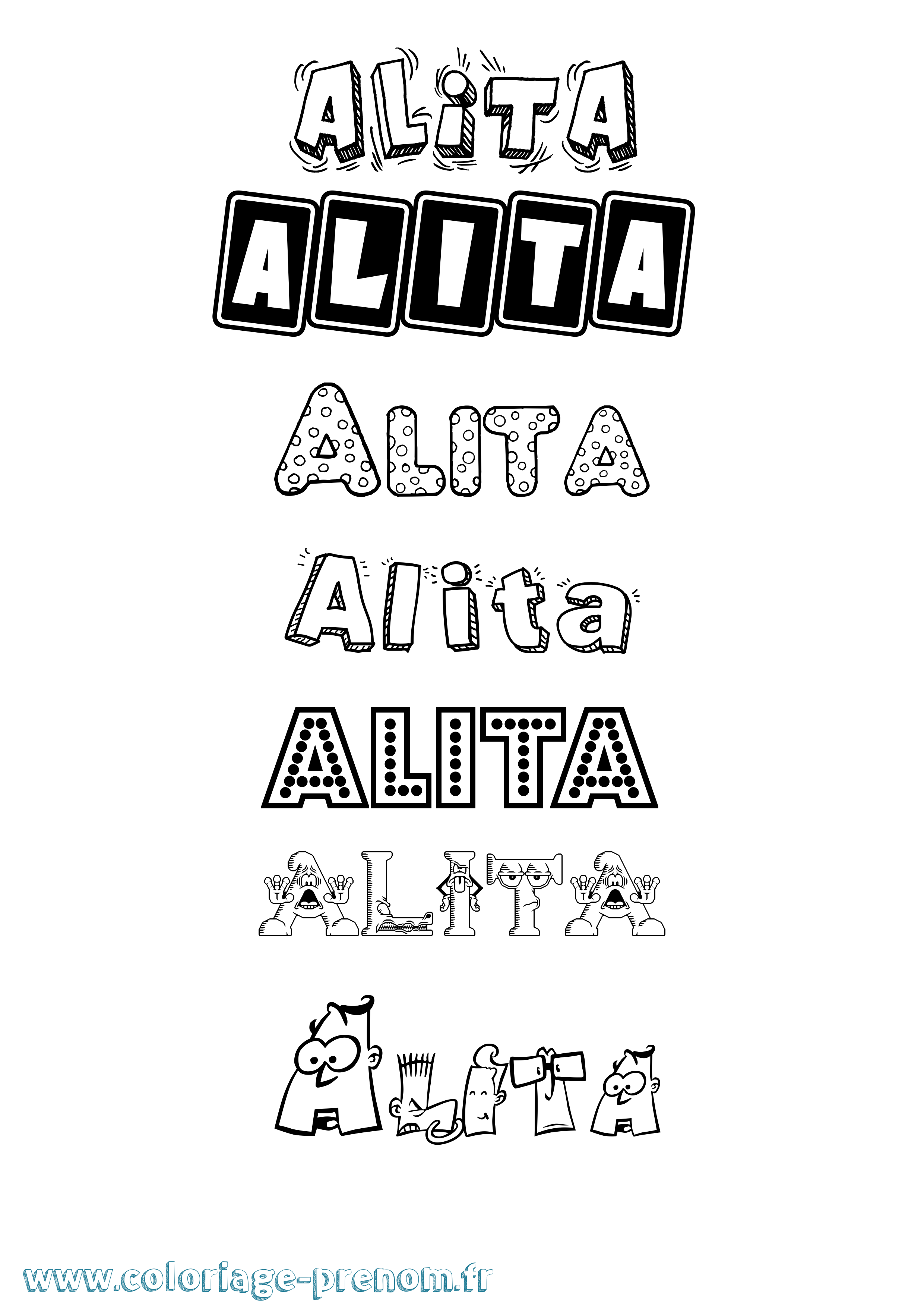 Coloriage prénom Alita Fun