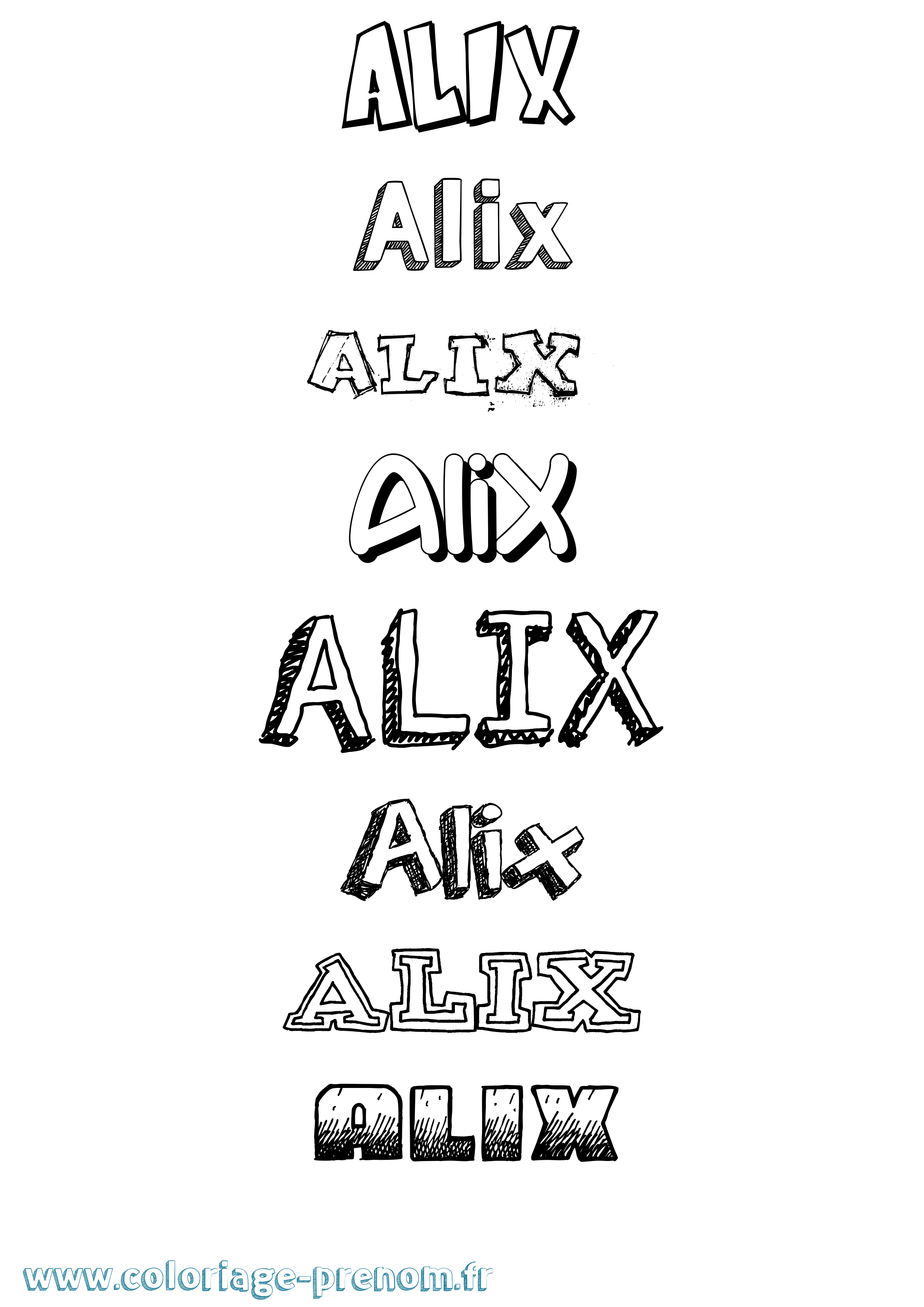 Coloriage prénom Alix Dessiné