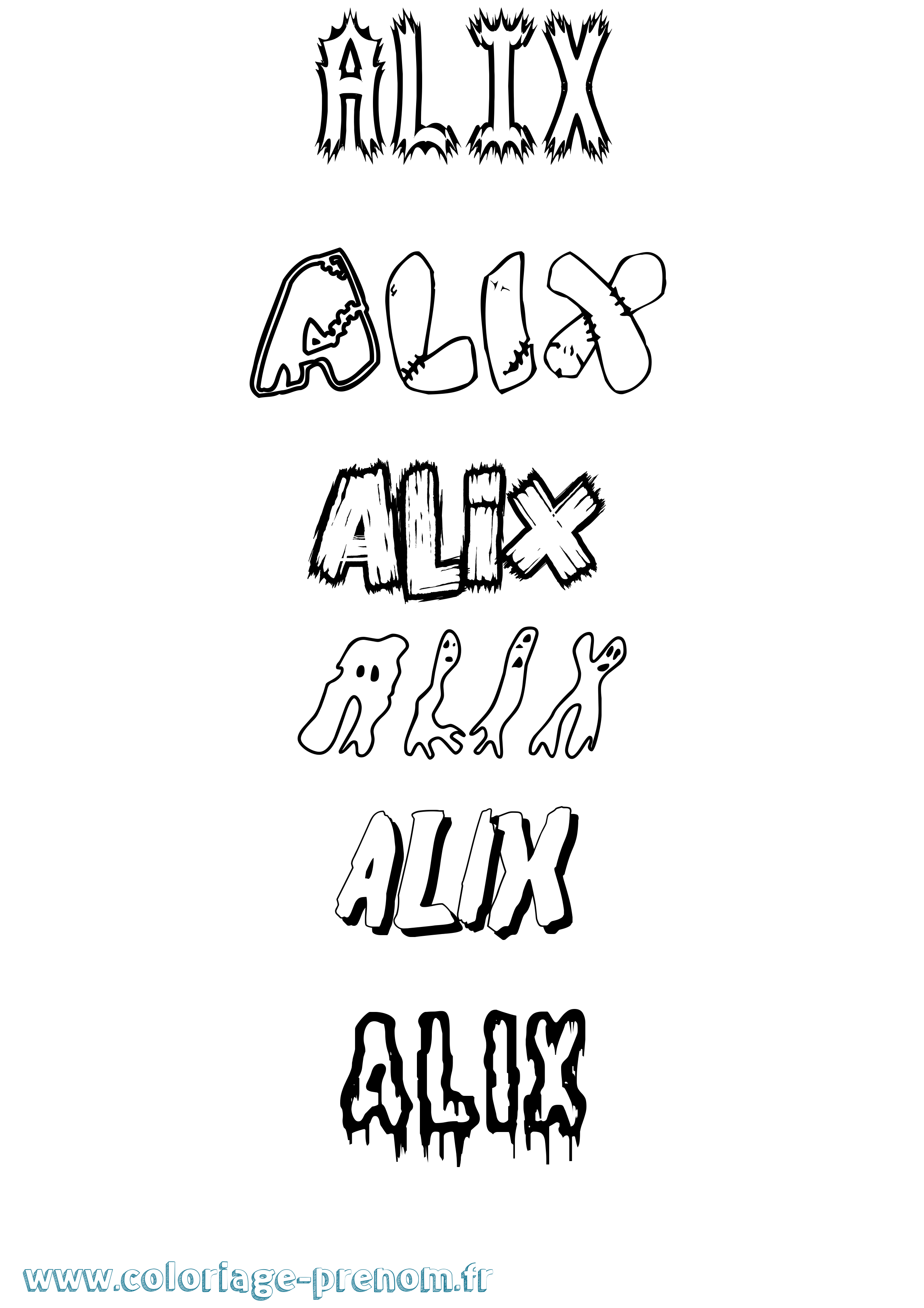 Coloriage prénom Alix Frisson