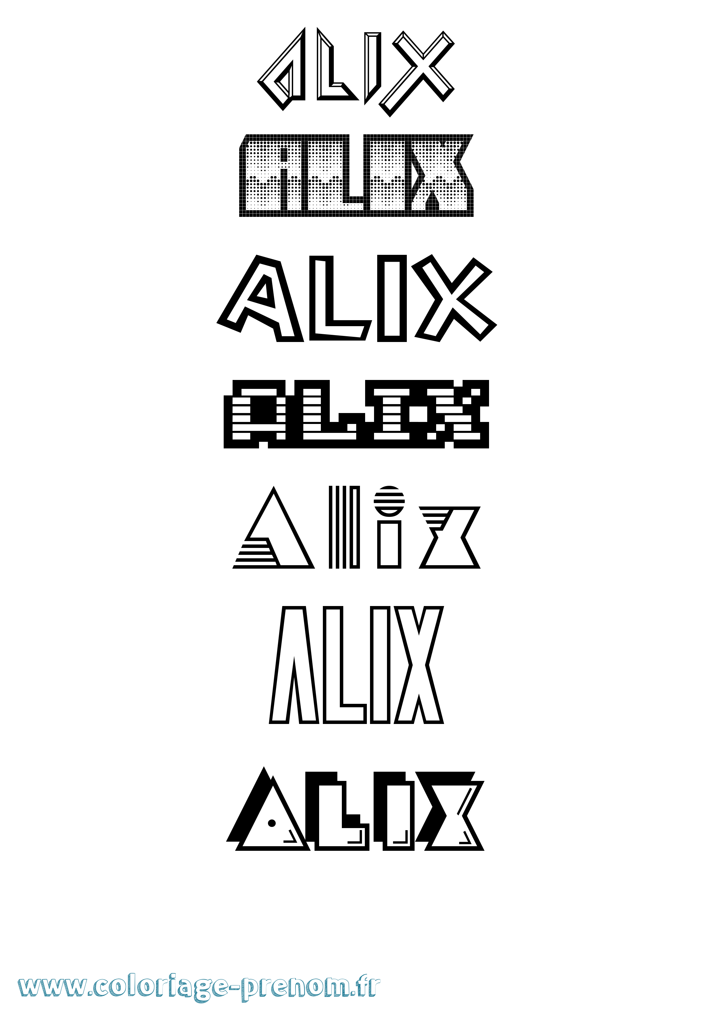 Coloriage prénom Alix Jeux Vidéos