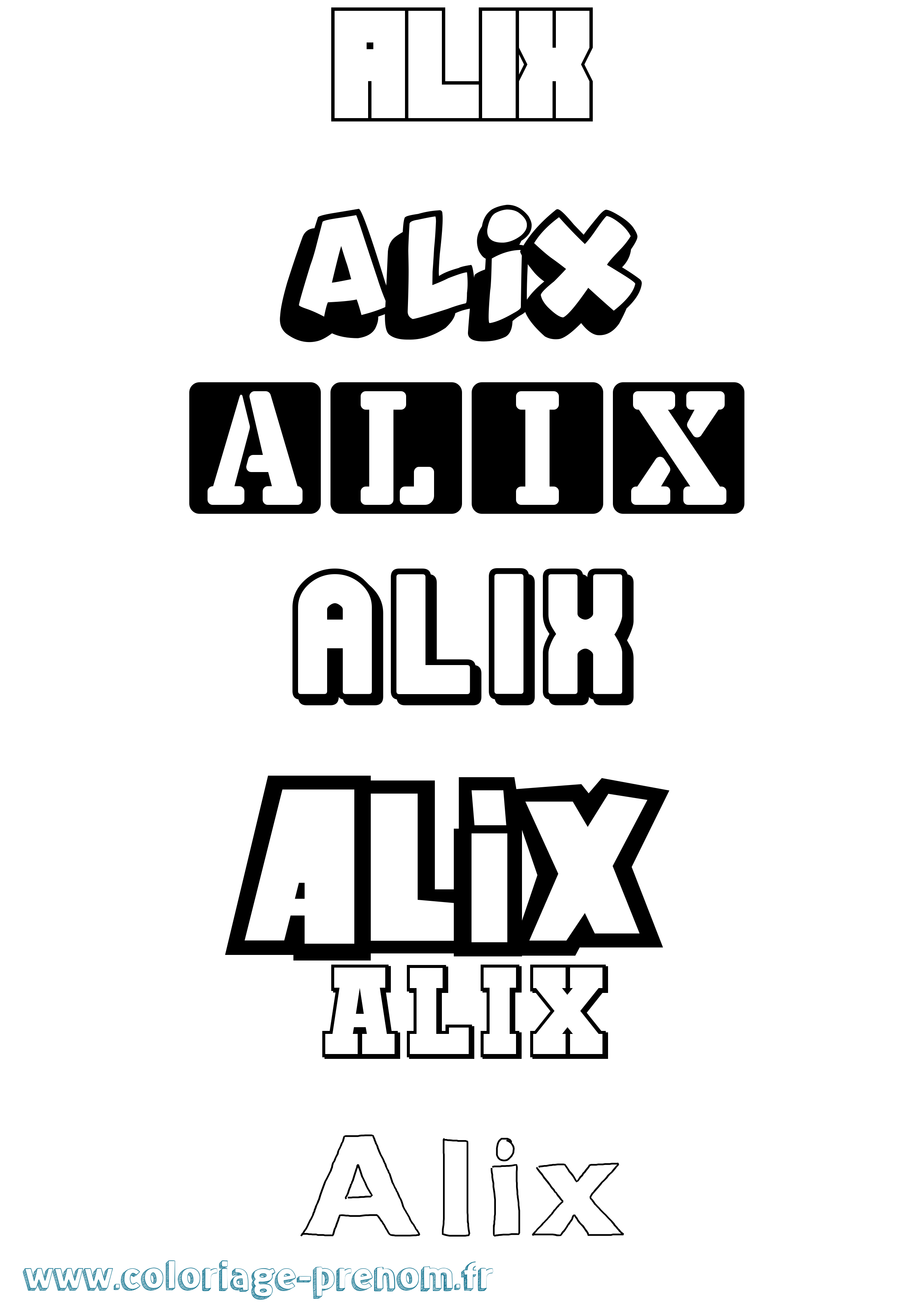 Coloriage prénom Alix Simple