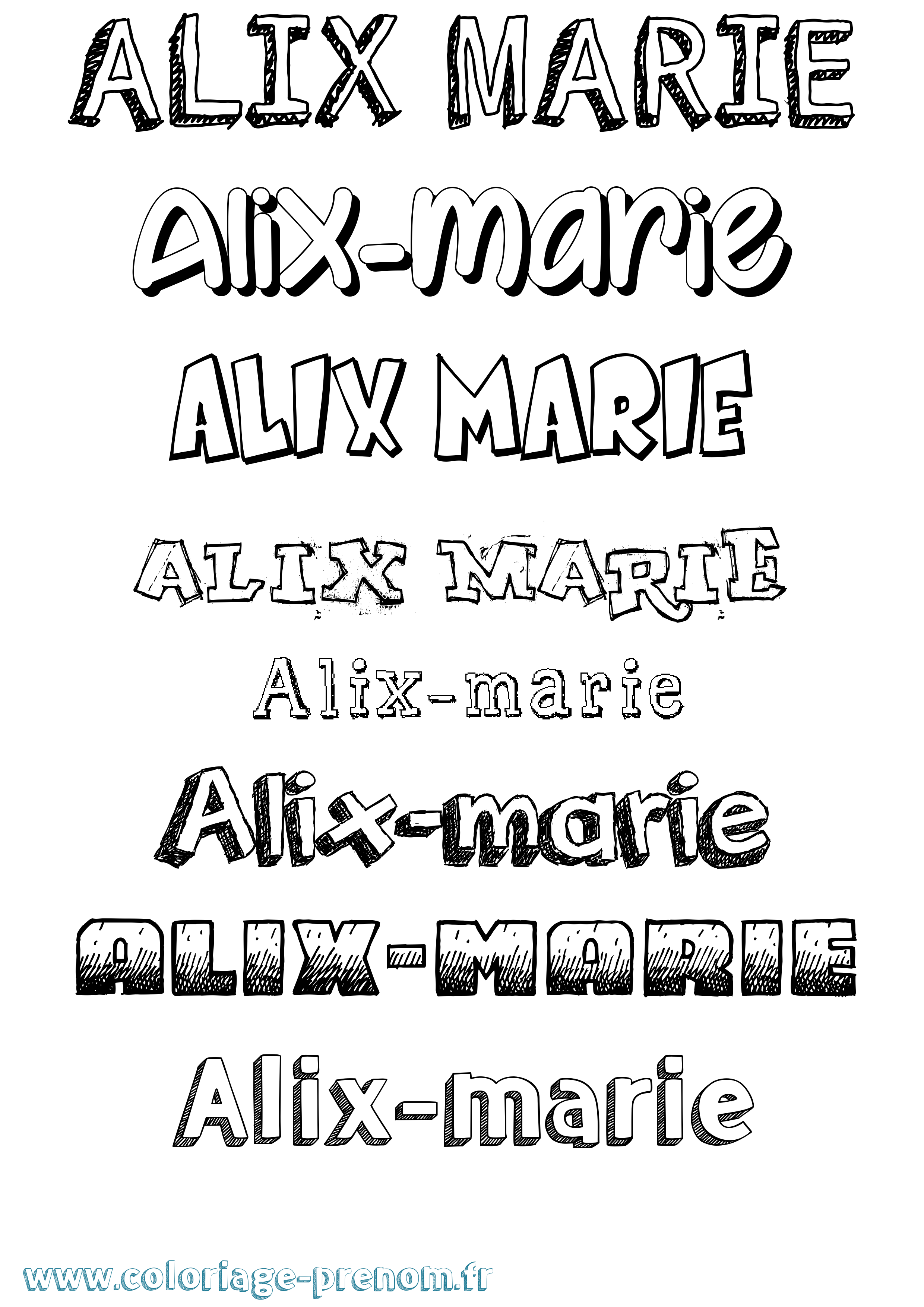Coloriage prénom Alix-Marie Dessiné