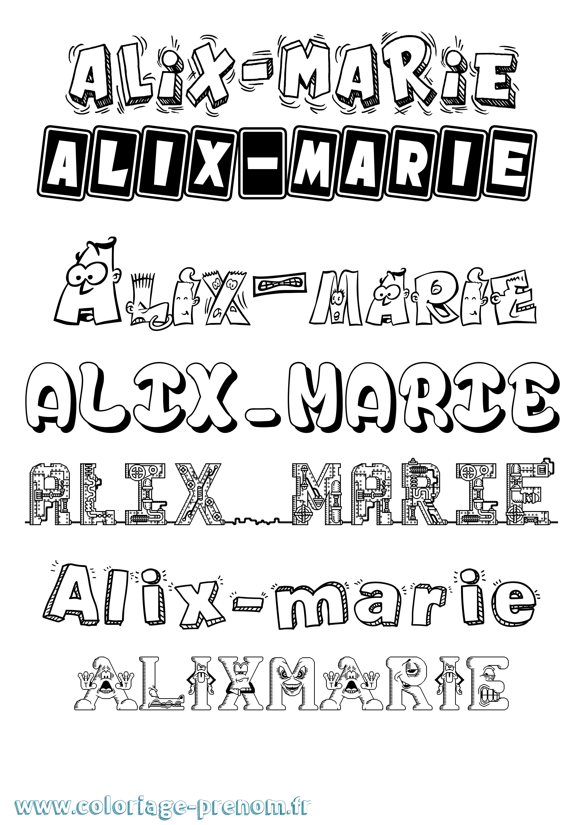 Coloriage prénom Alix-Marie Fun
