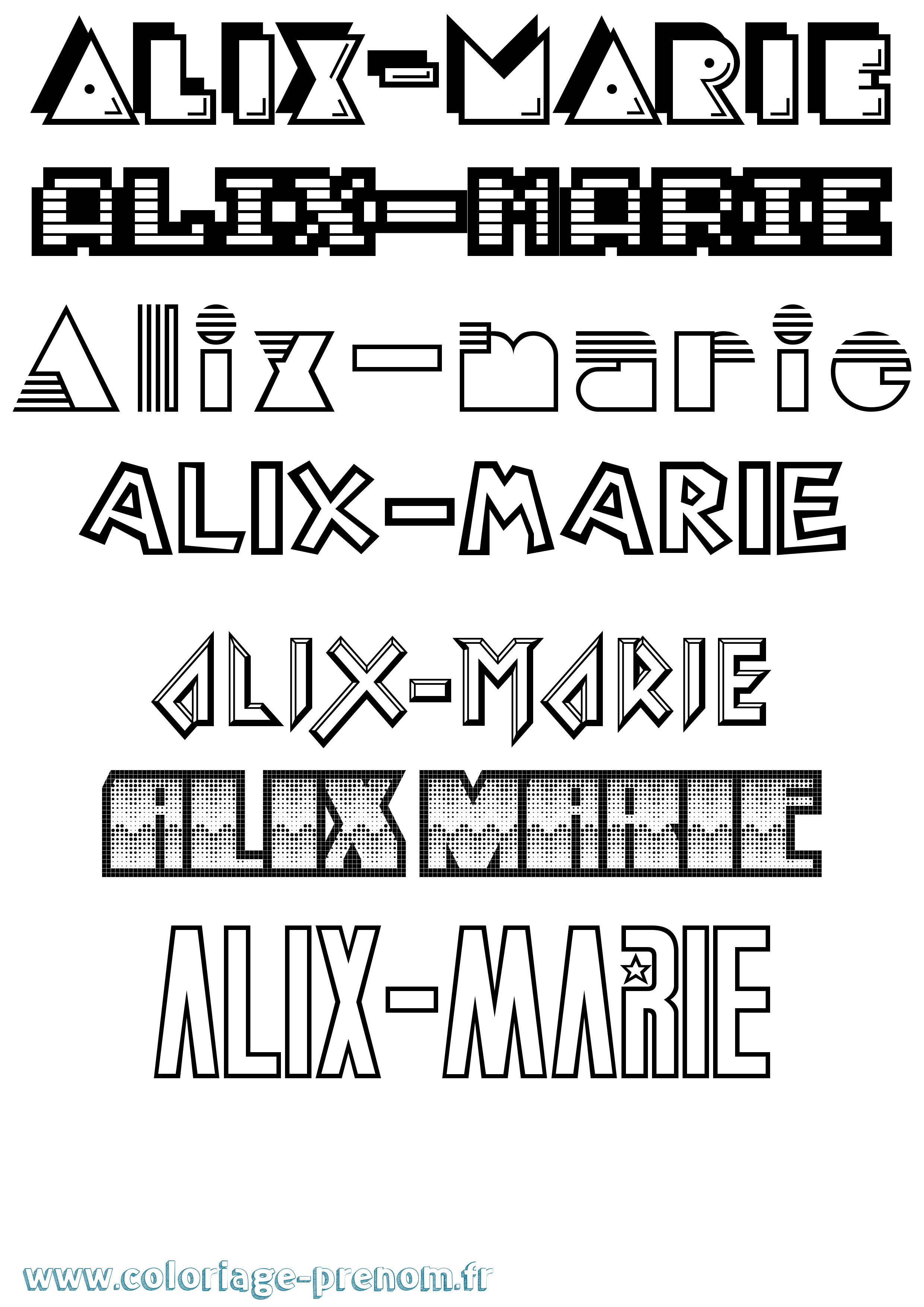 Coloriage prénom Alix-Marie Jeux Vidéos