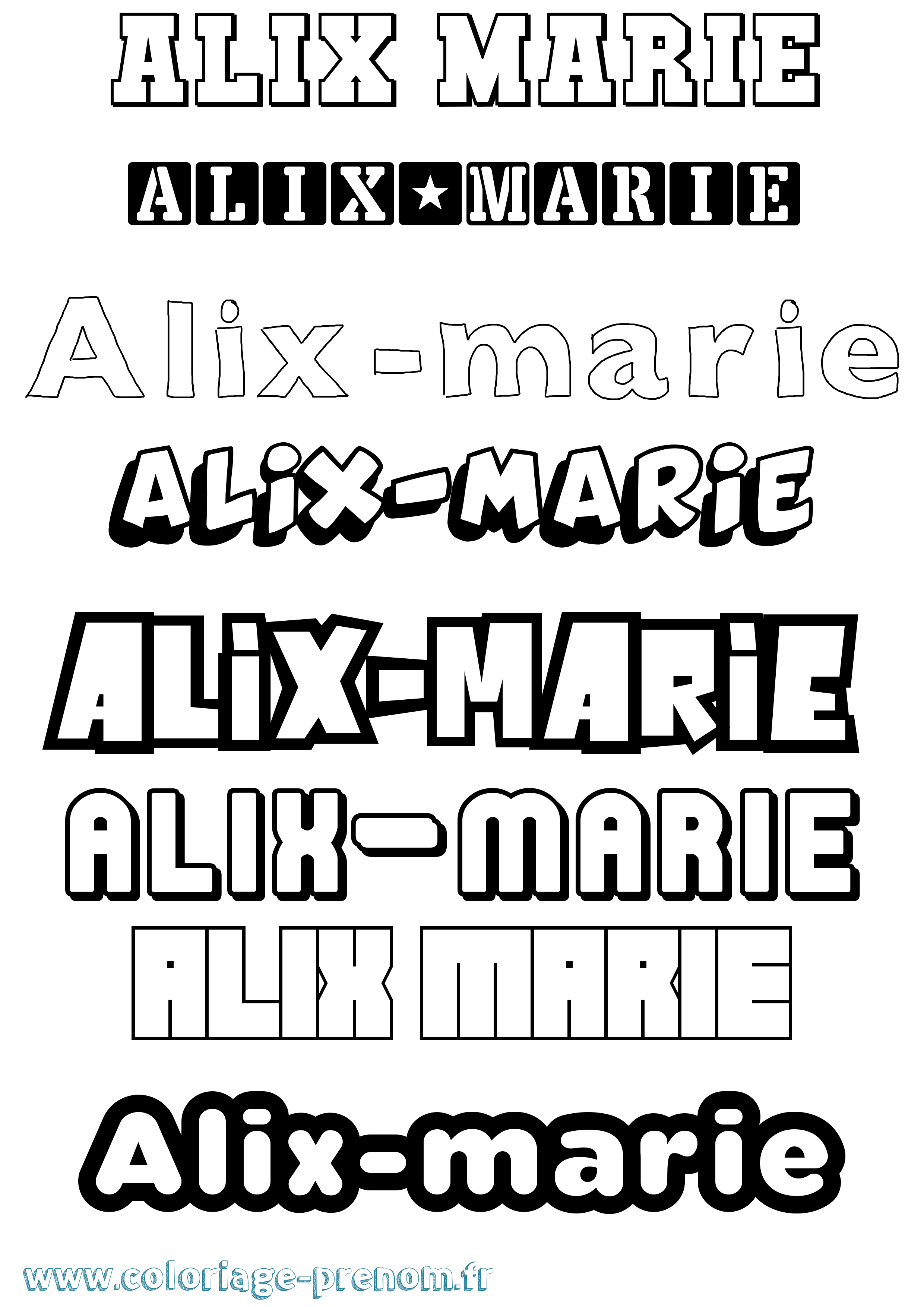 Coloriage prénom Alix-Marie Simple