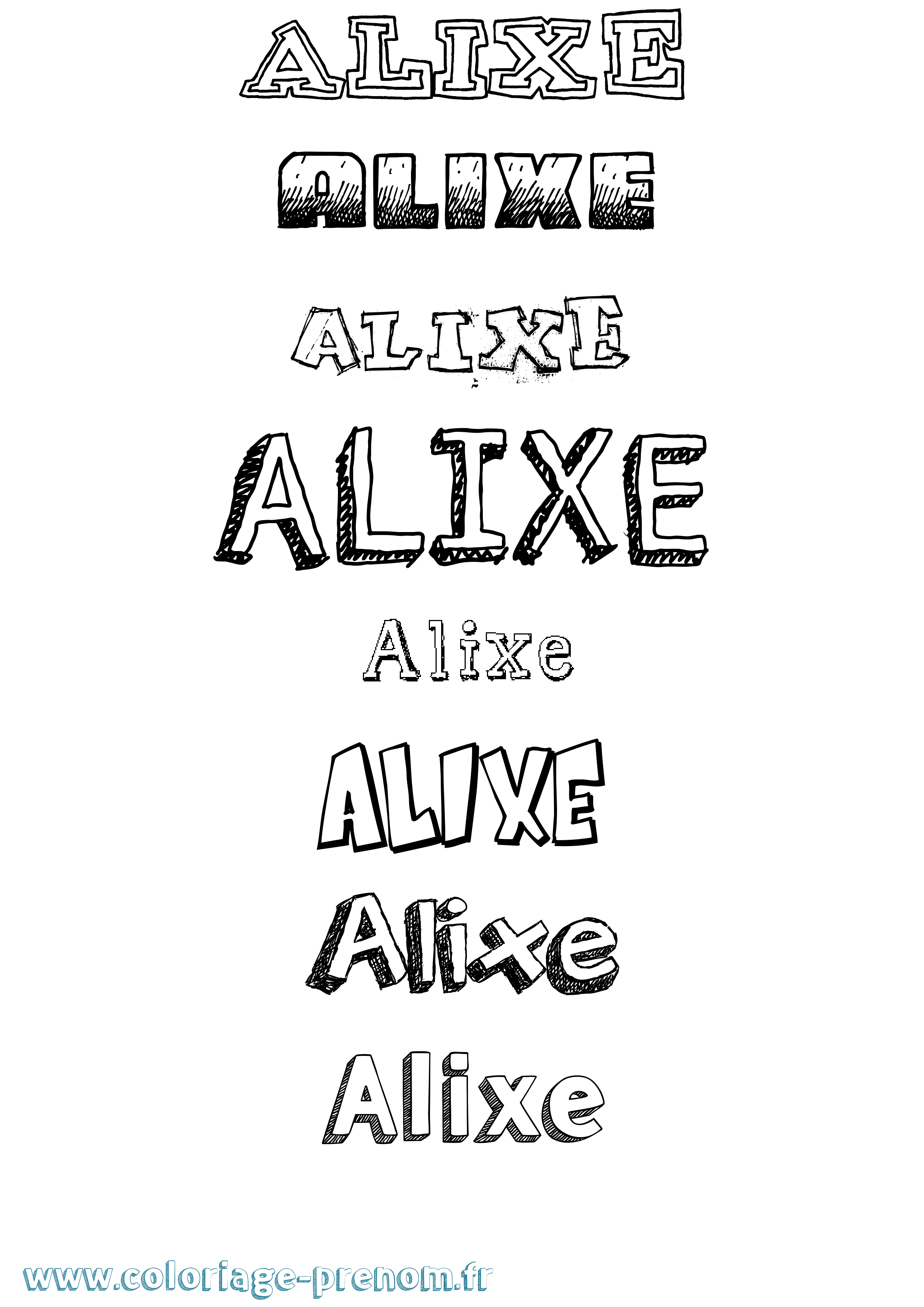 Coloriage prénom Alixe