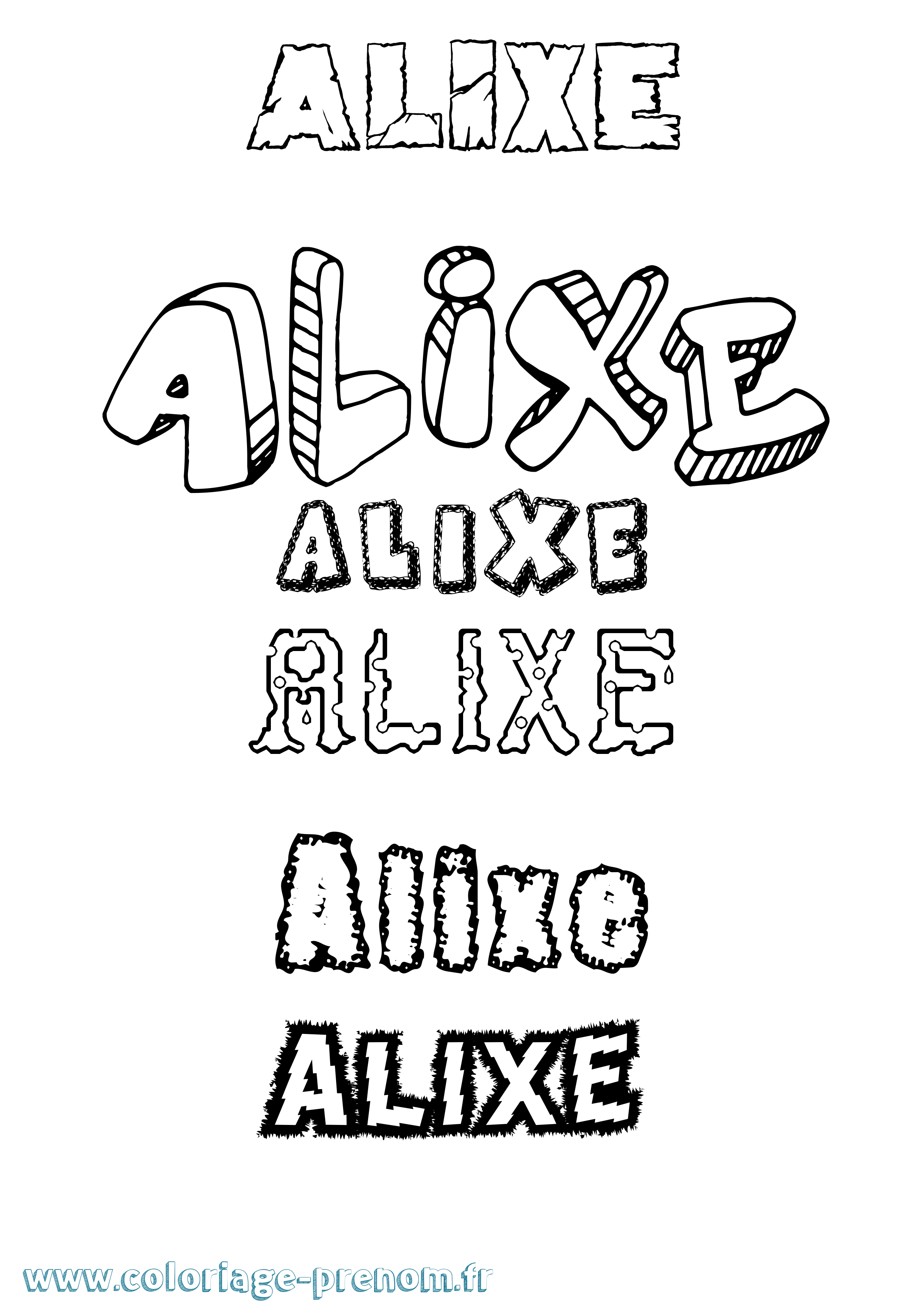 Coloriage prénom Alixe