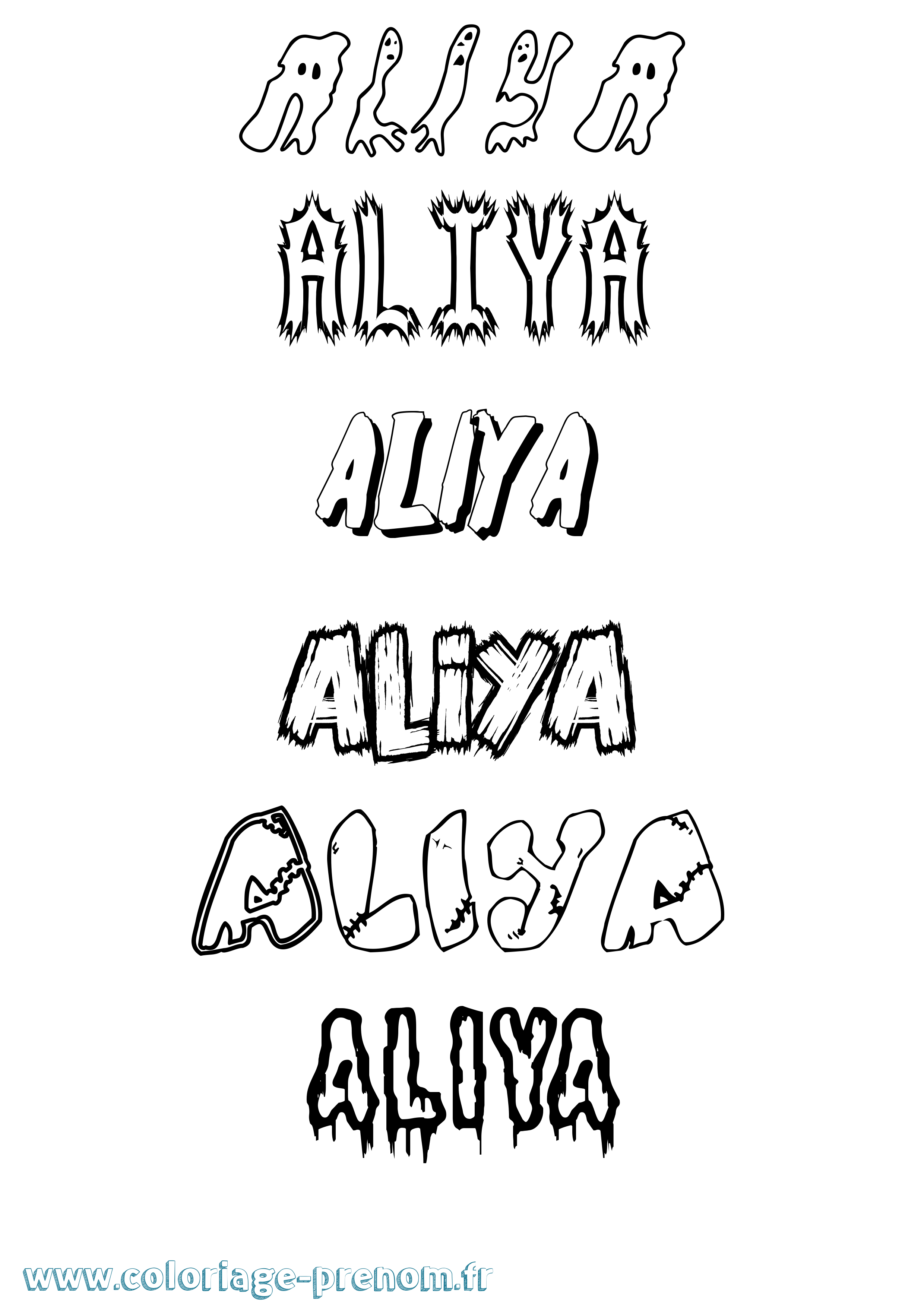 Coloriage prénom Aliya