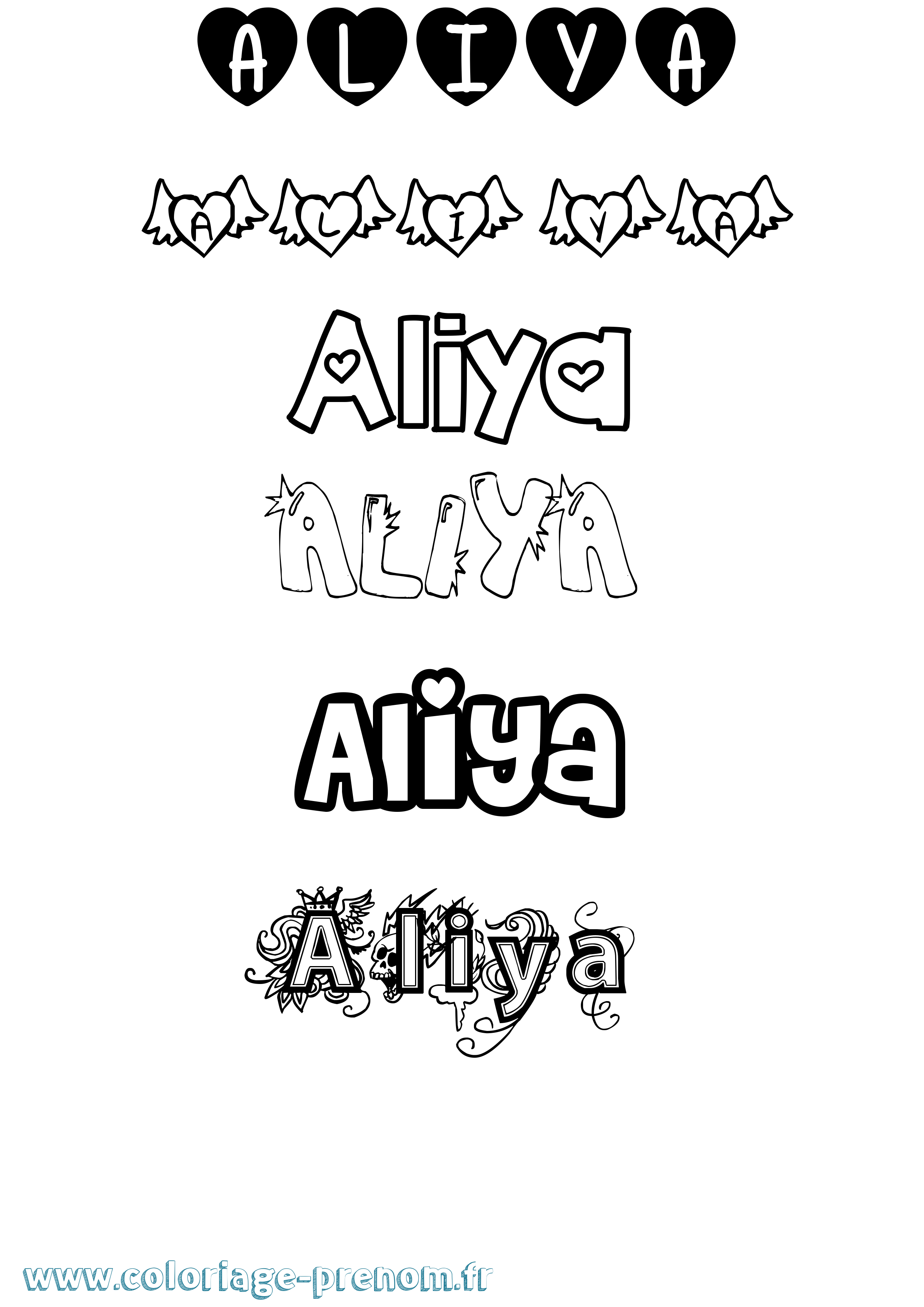 Coloriage prénom Aliya