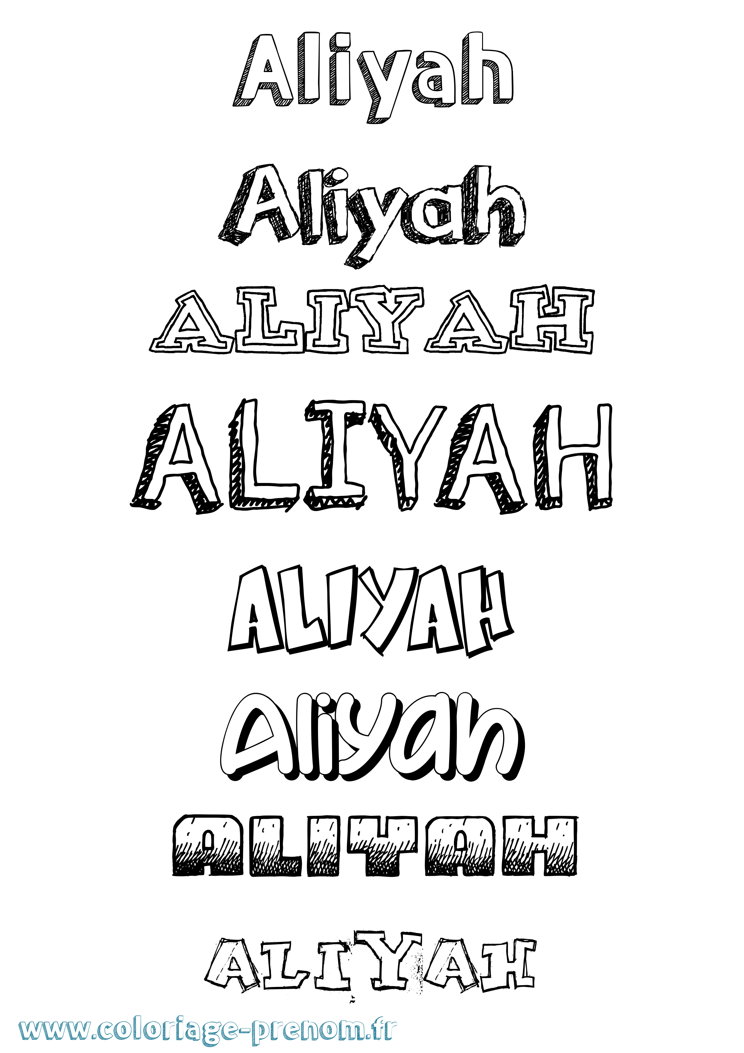 Coloriage prénom Aliyah
