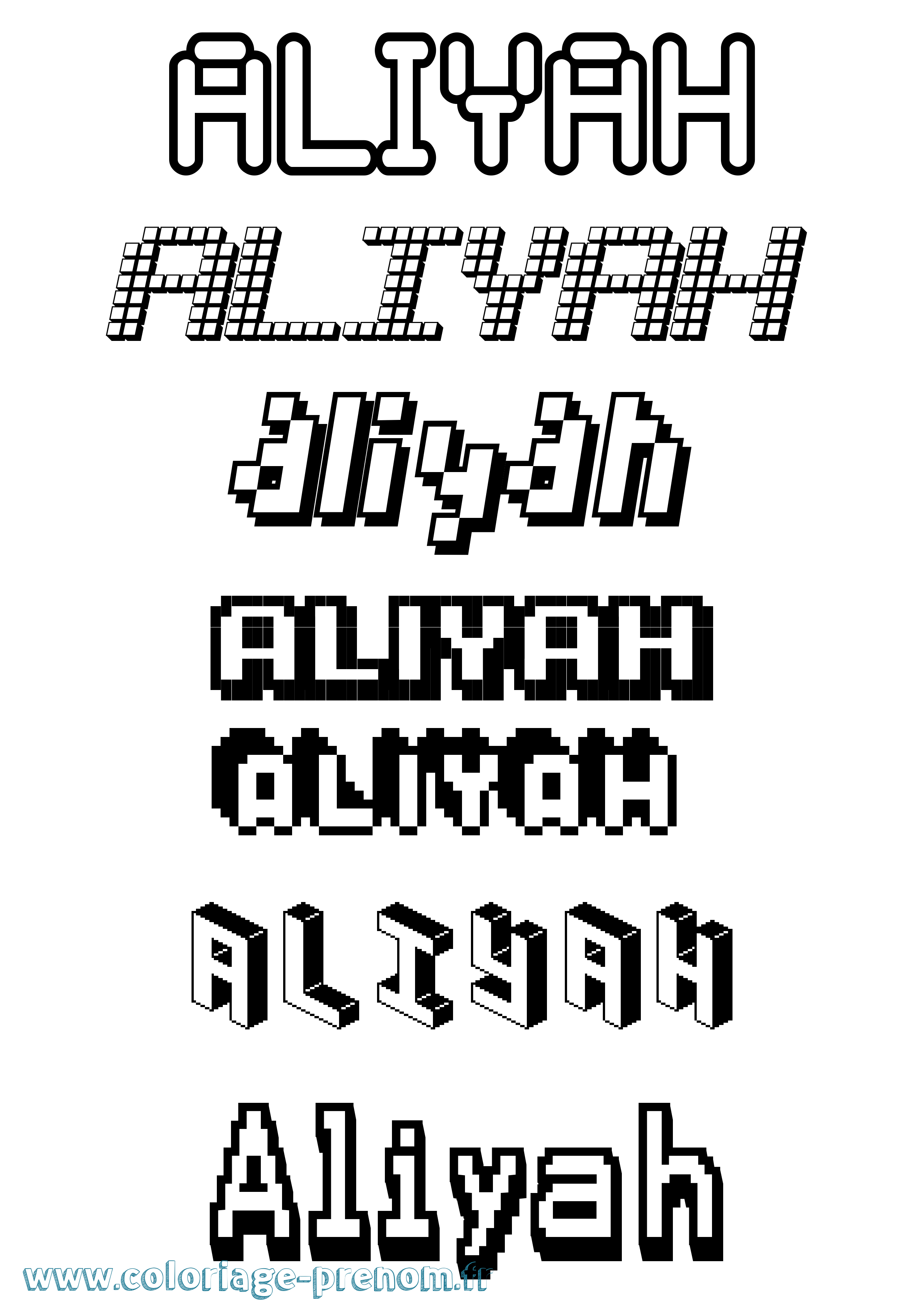 Coloriage prénom Aliyah