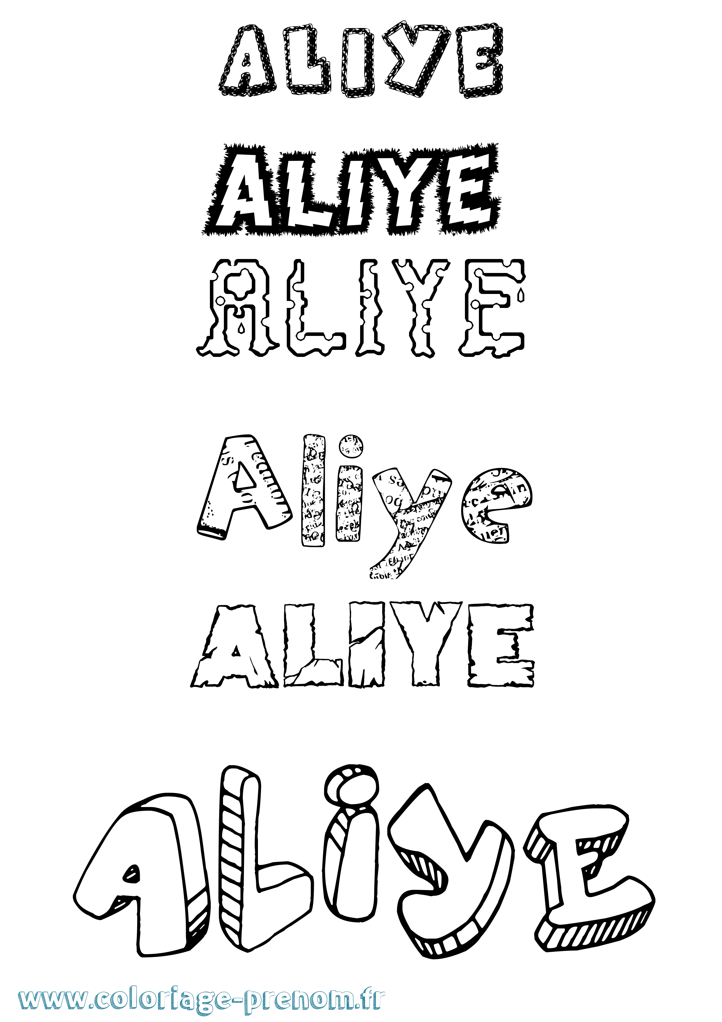 Coloriage prénom Aliye Destructuré