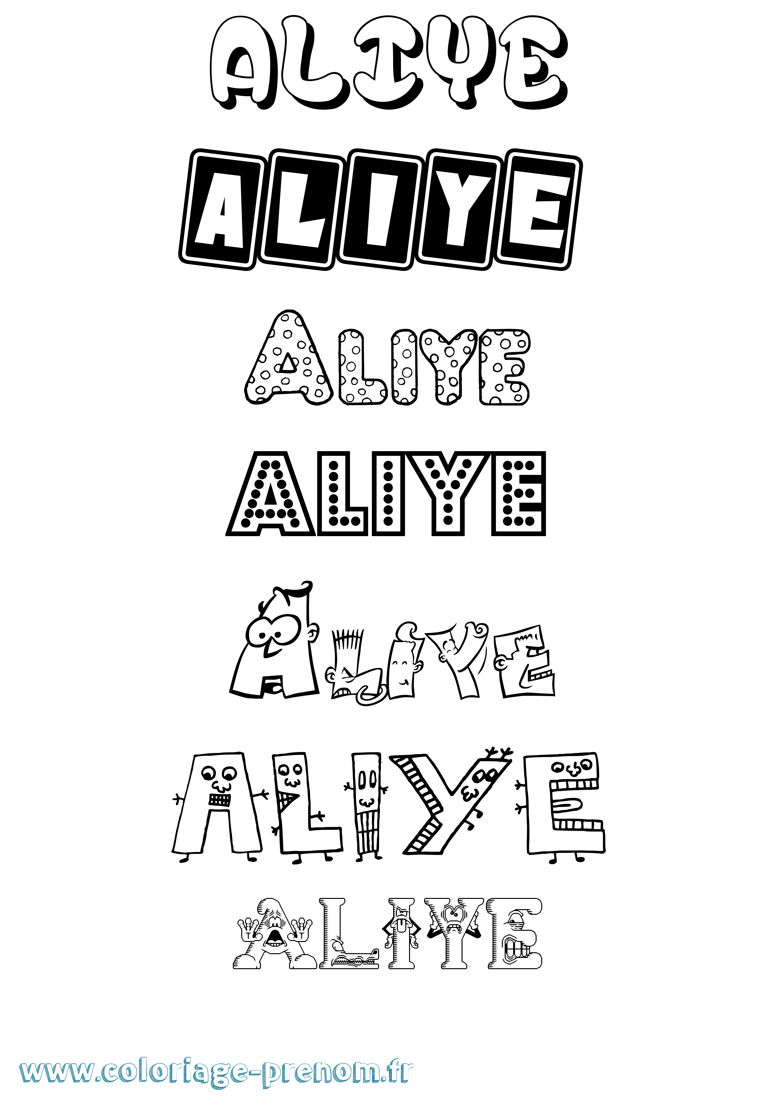 Coloriage prénom Aliye Fun
