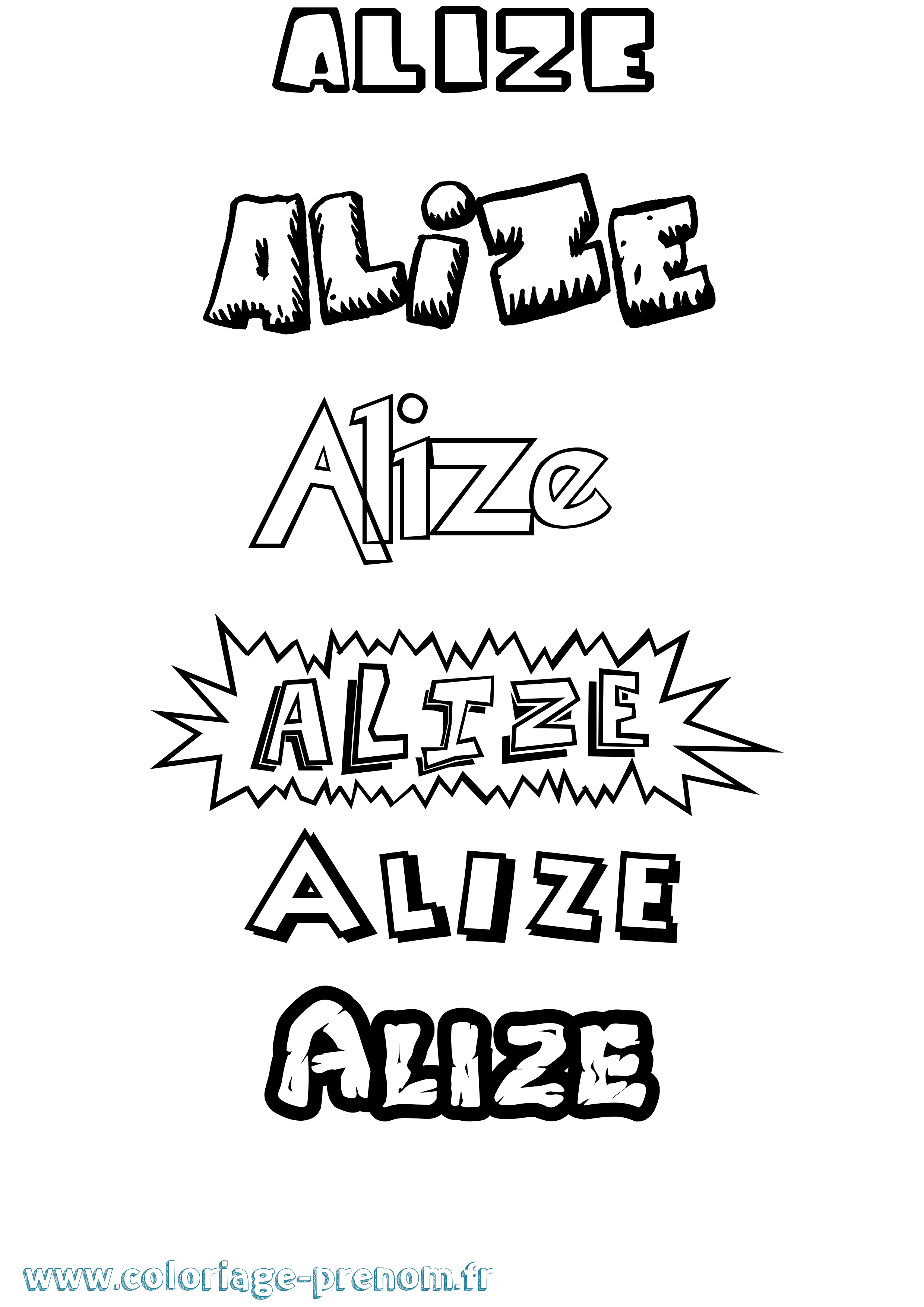 Coloriage prénom Alize Dessin Animé