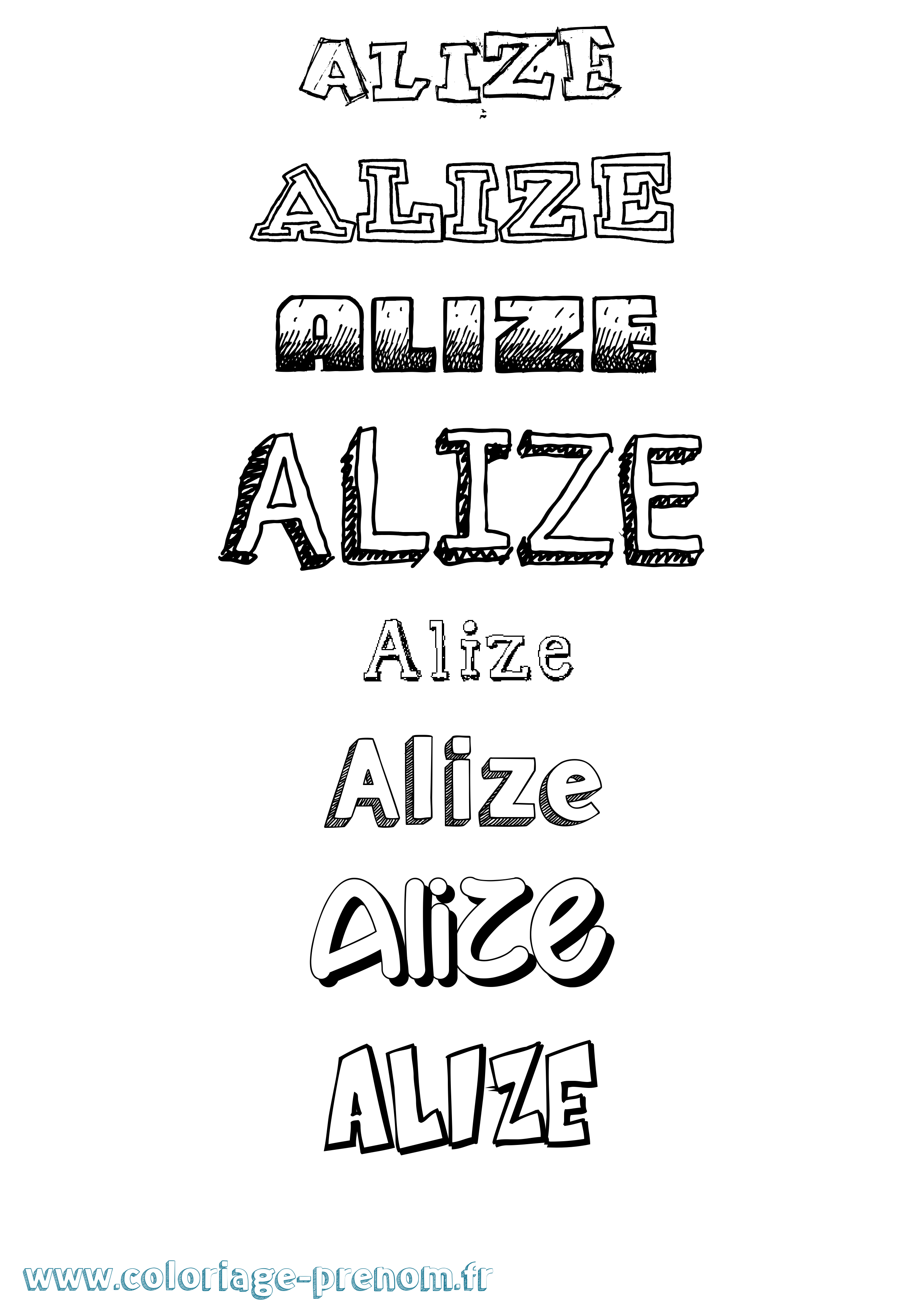 Coloriage prénom Alize Dessiné