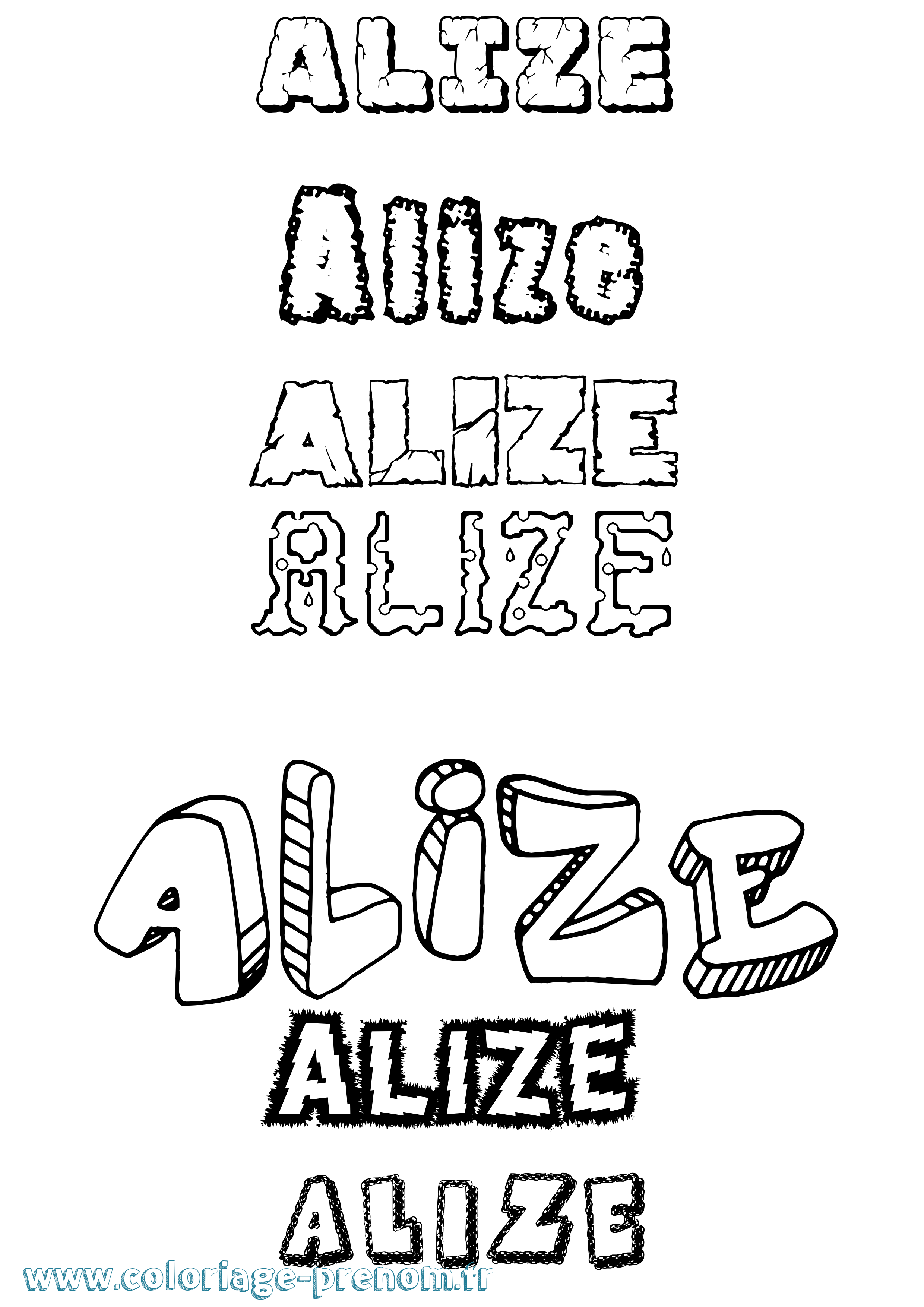 Coloriage prénom Alize Destructuré