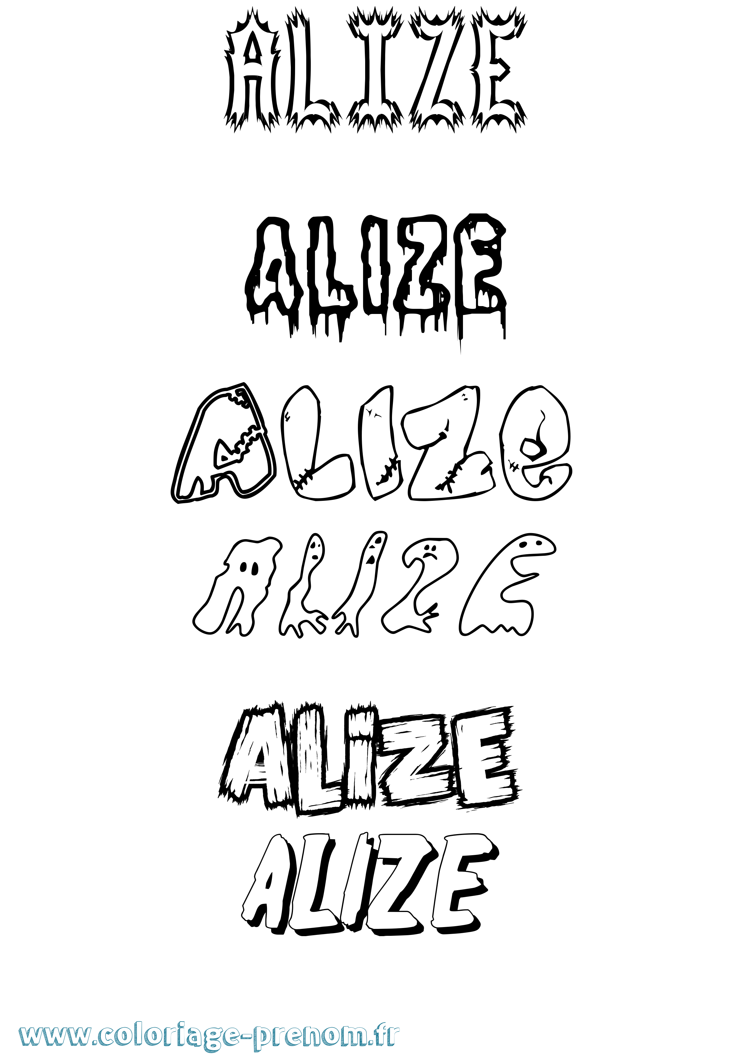 Coloriage prénom Alize Frisson