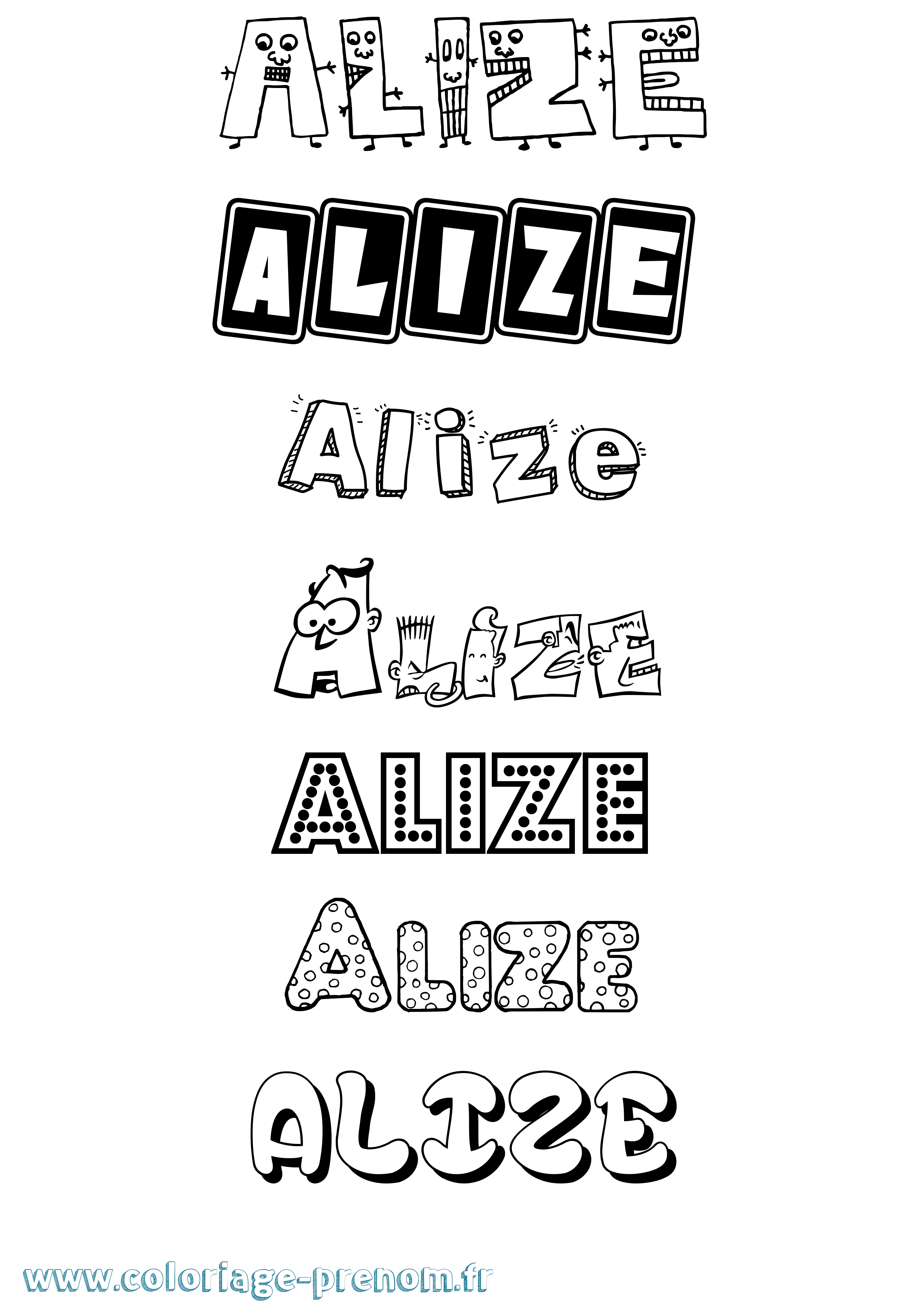 Coloriage prénom Alize Fun
