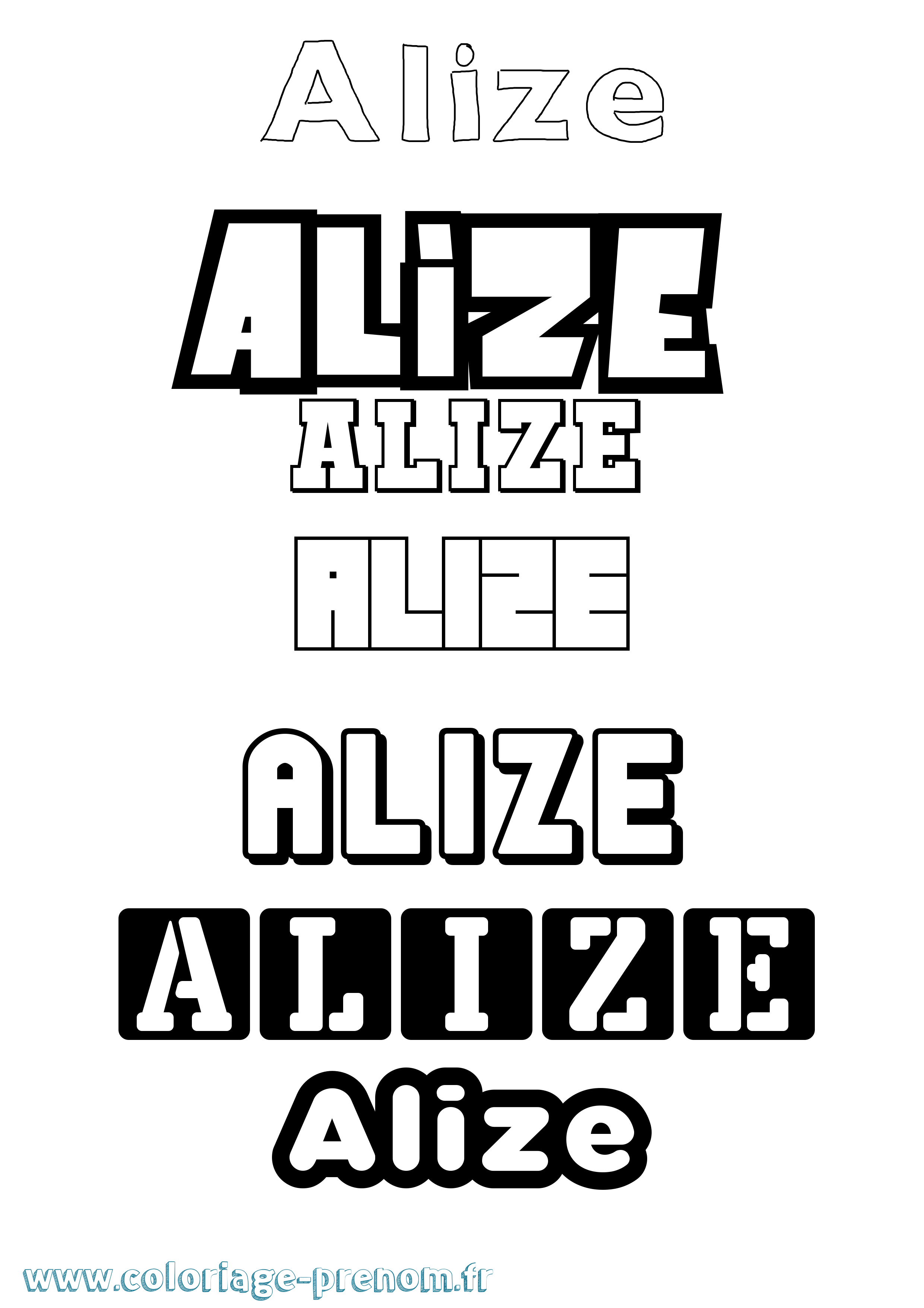 Coloriage prénom Alize Simple