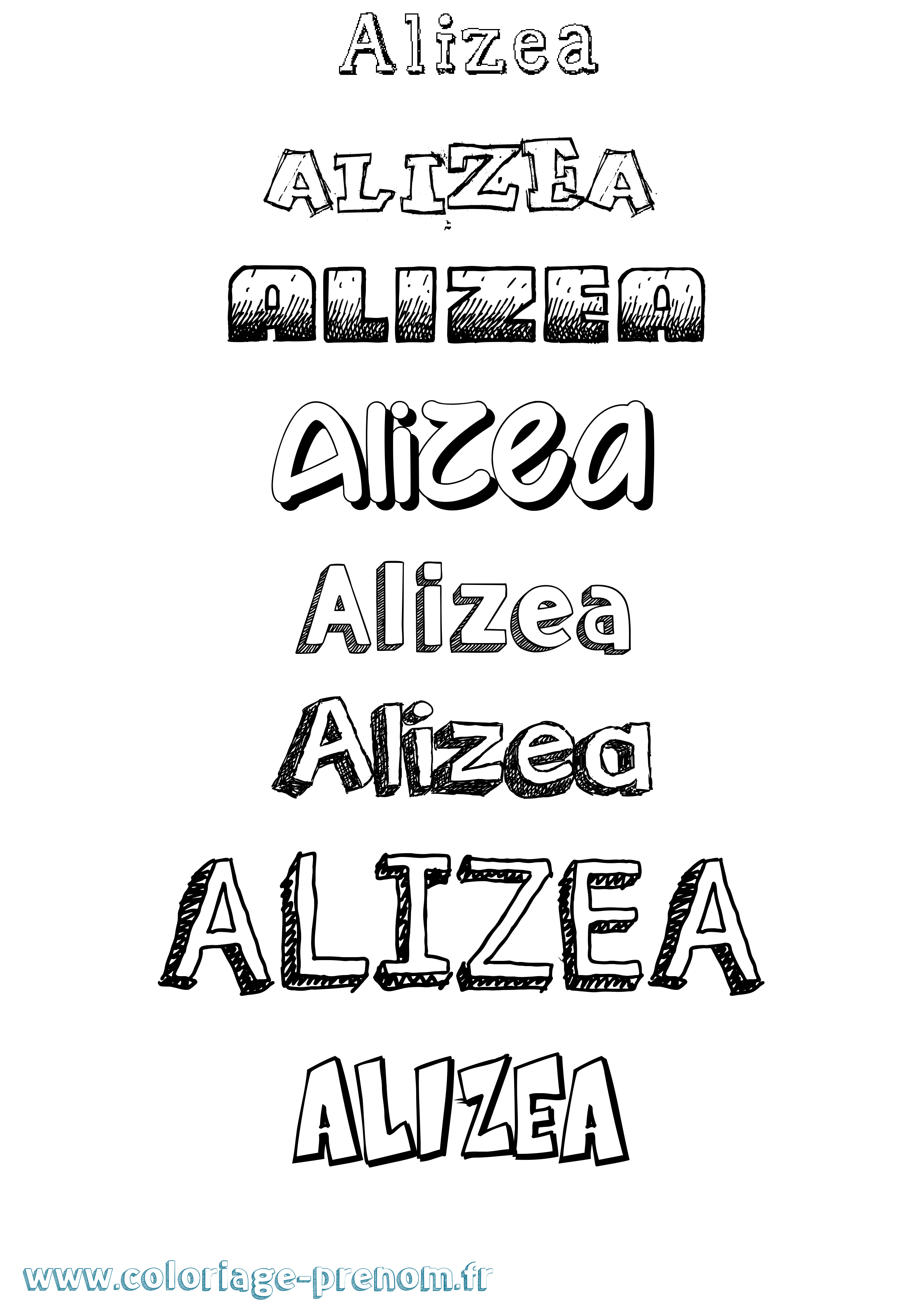 Coloriage prénom Alizea Dessiné