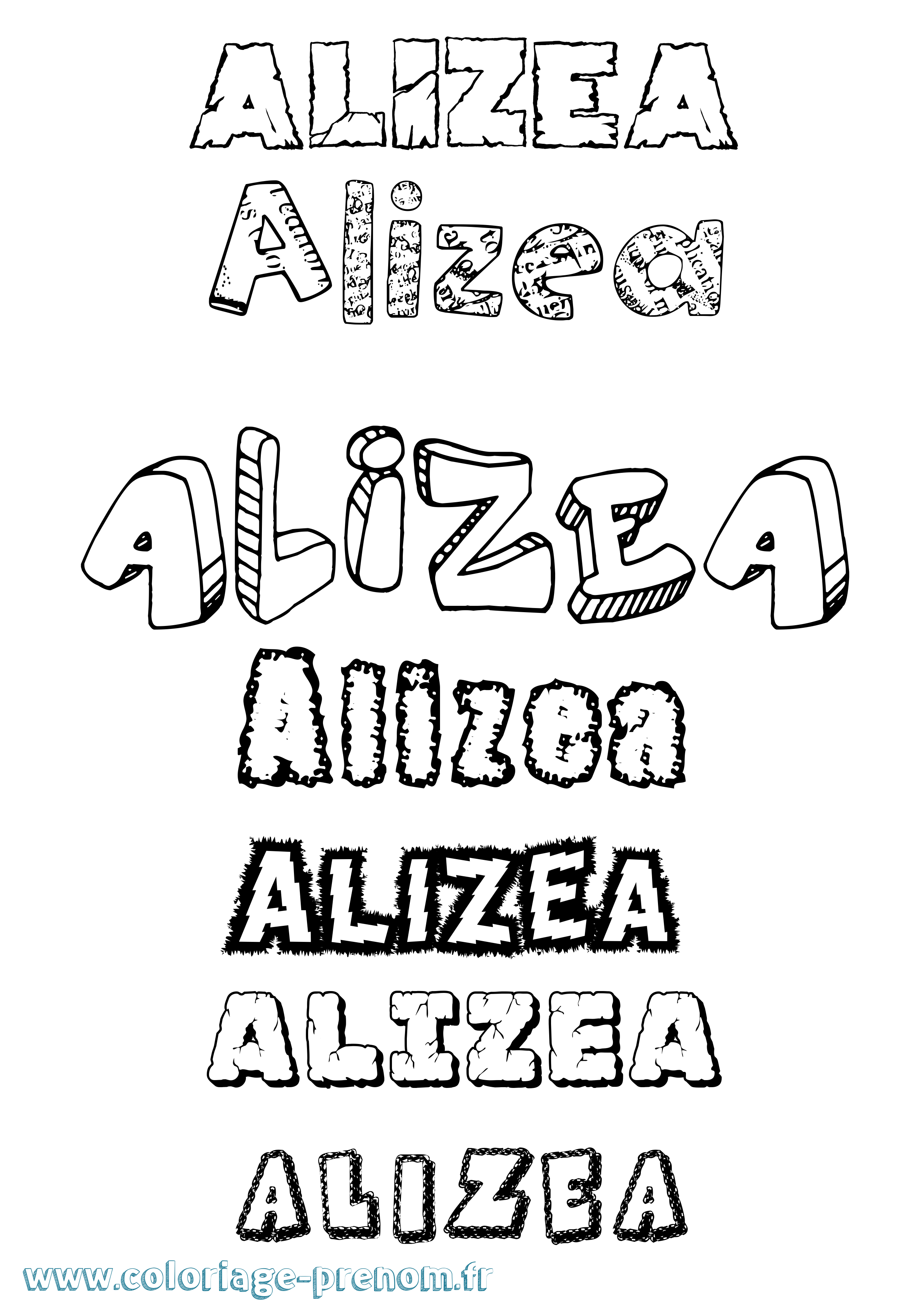 Coloriage prénom Alizea Destructuré