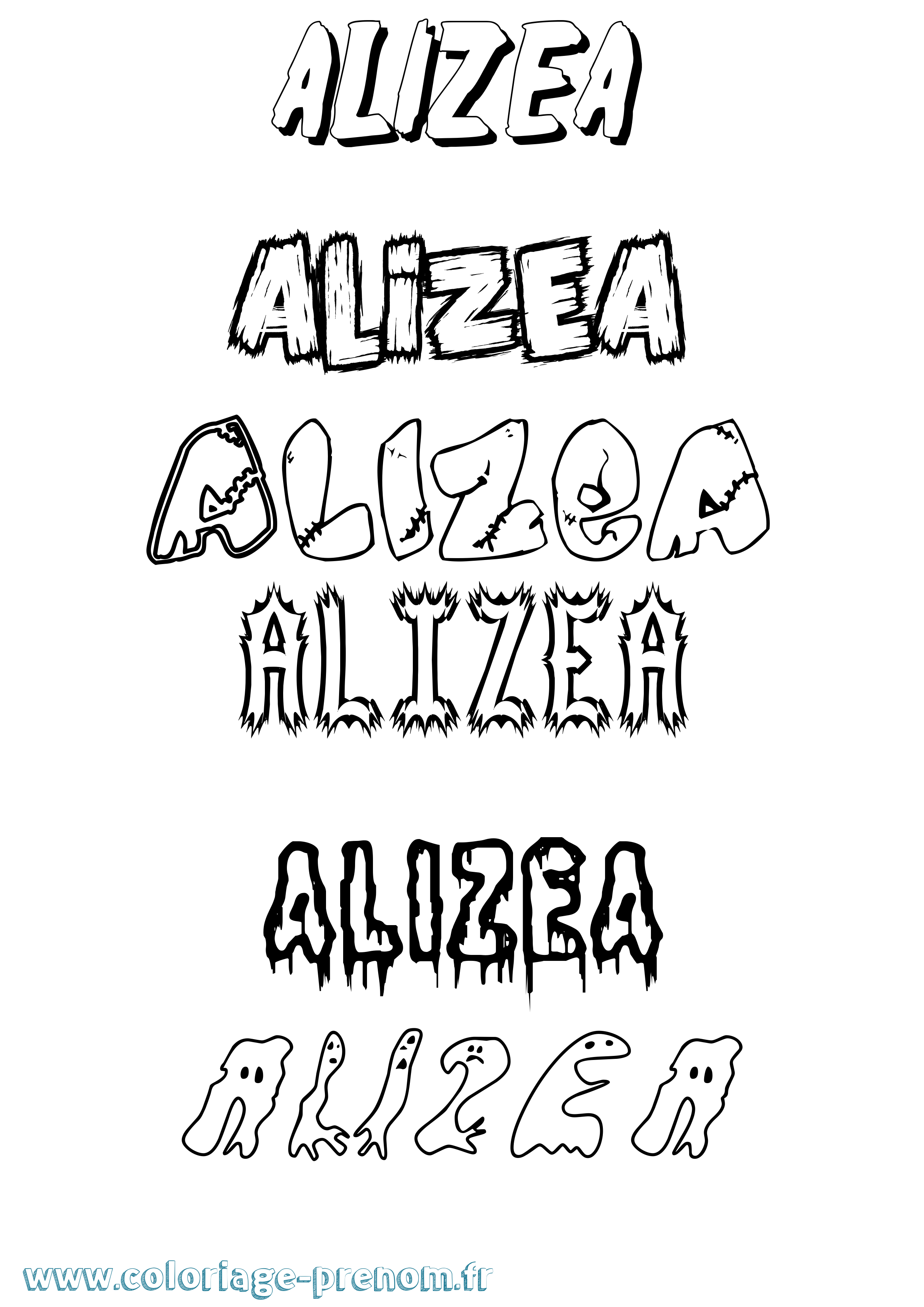 Coloriage prénom Alizea Frisson