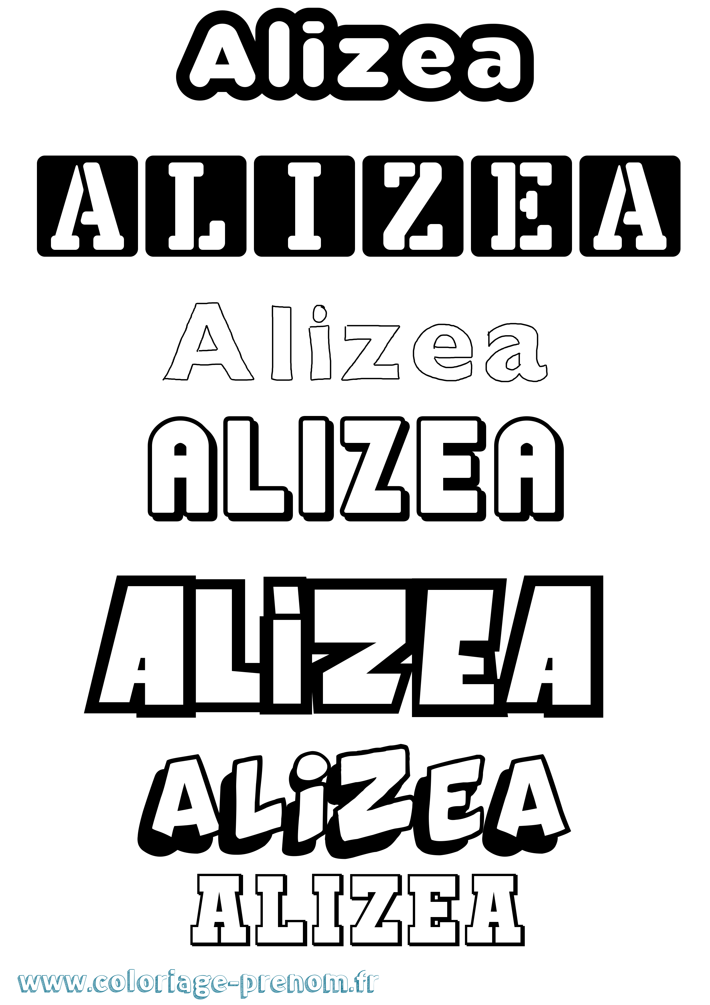 Coloriage prénom Alizea Simple