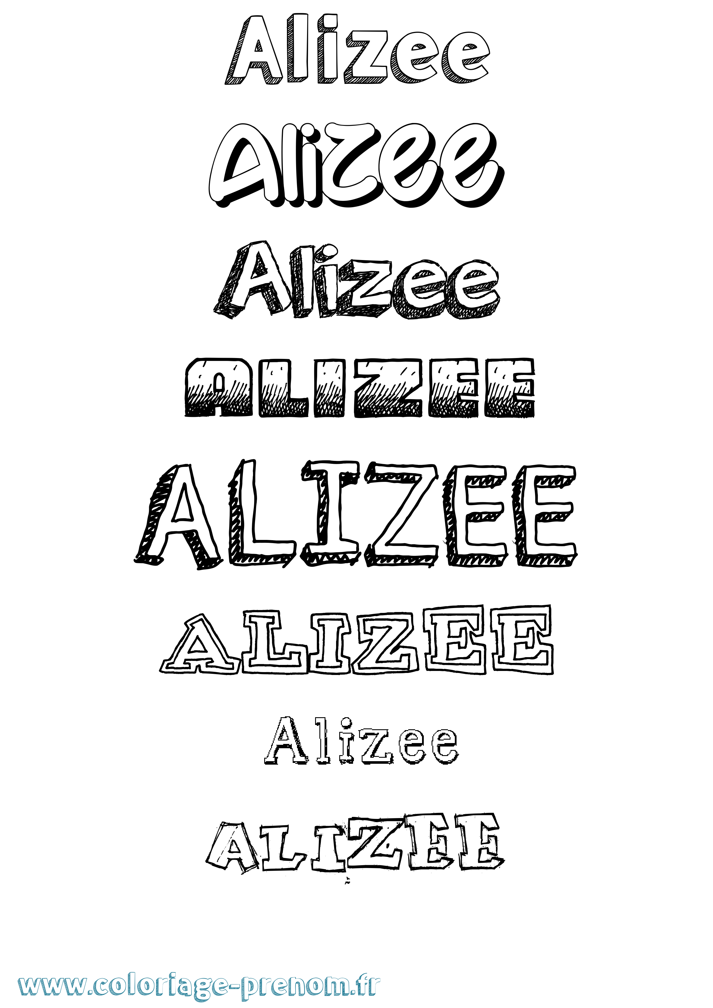 Coloriage prénom Alizee Dessiné
