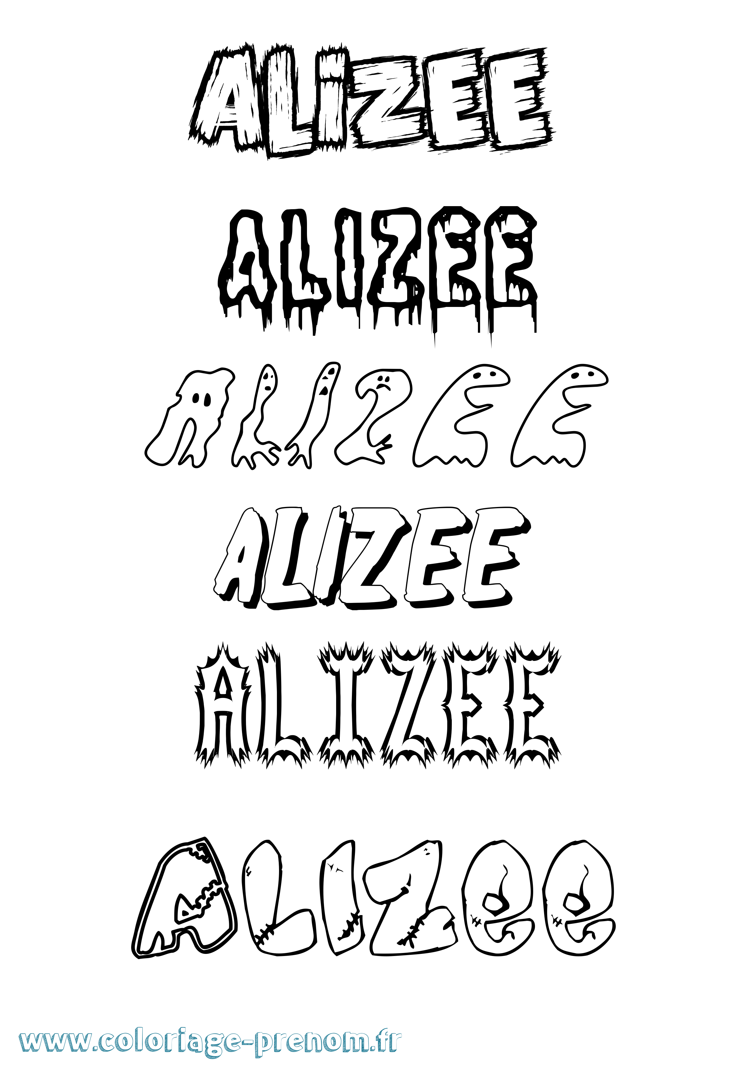 Coloriage prénom Alizee Frisson