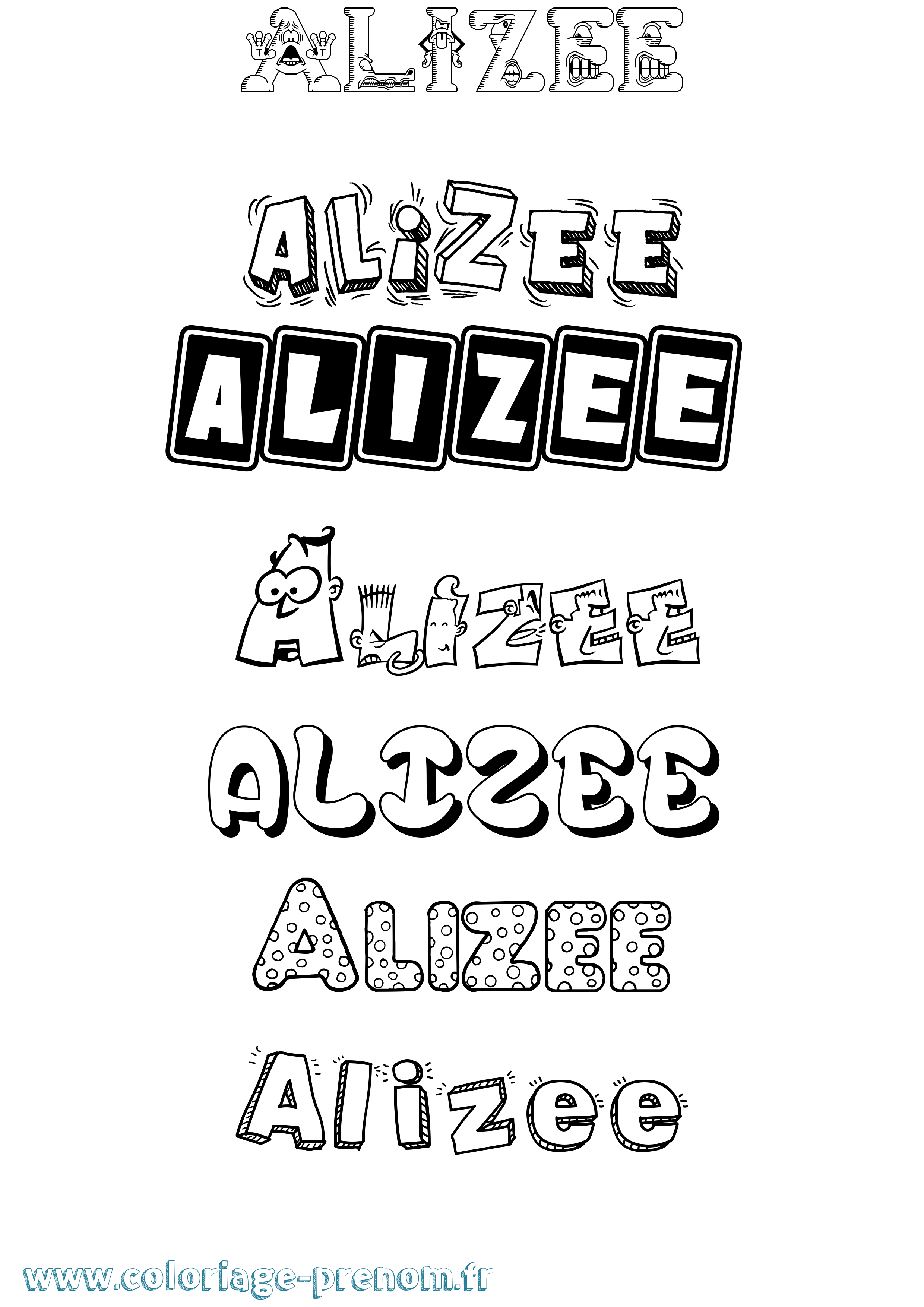 Coloriage prénom Alizee Fun
