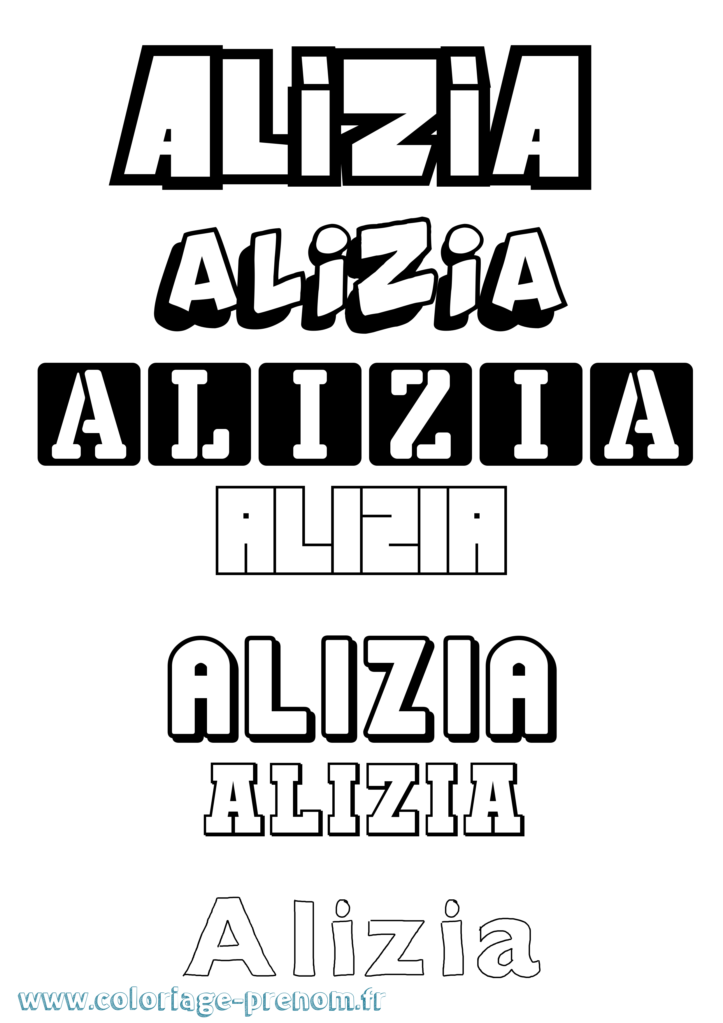 Coloriage prénom Alizia Simple