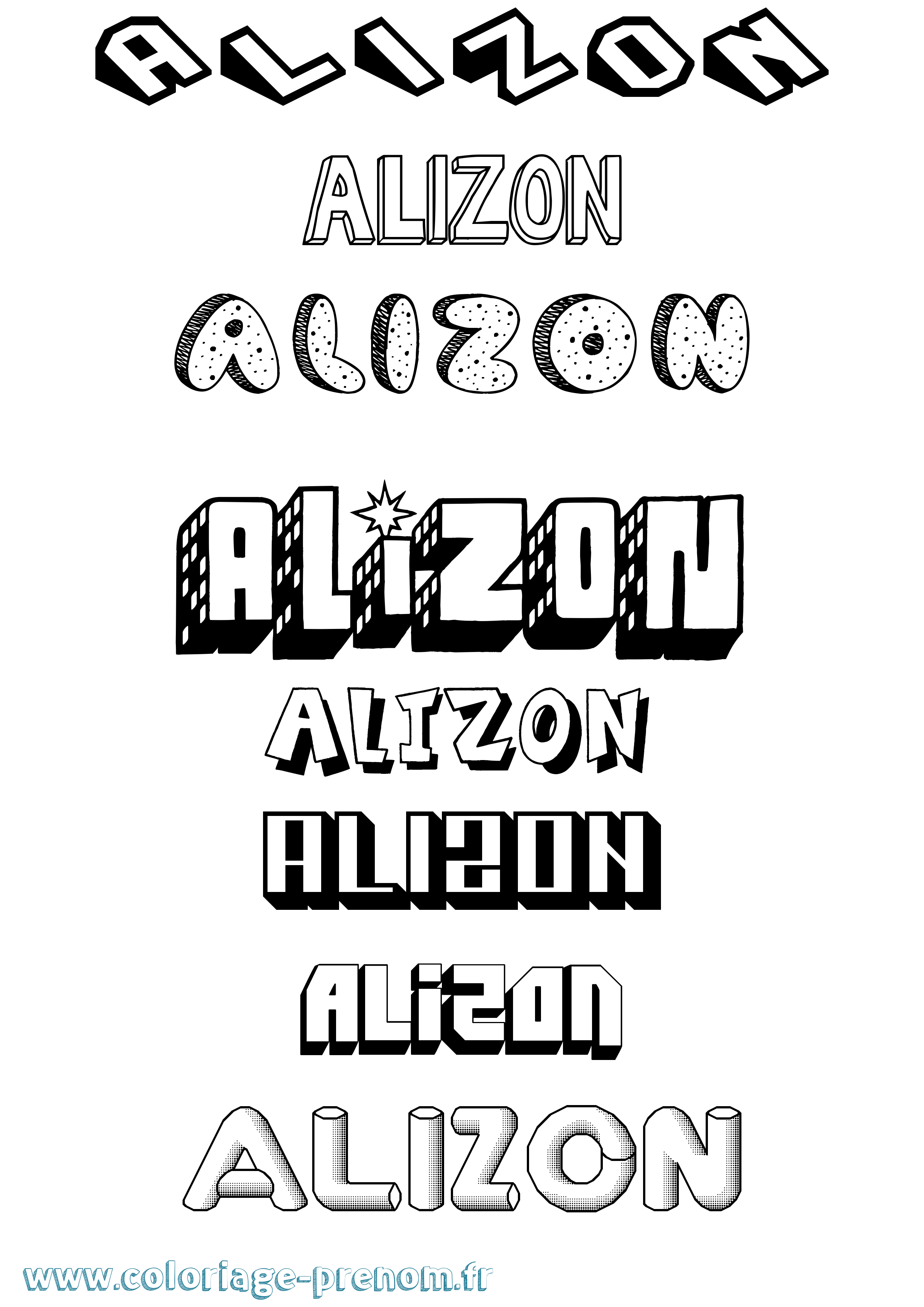 Coloriage prénom Alizon Effet 3D