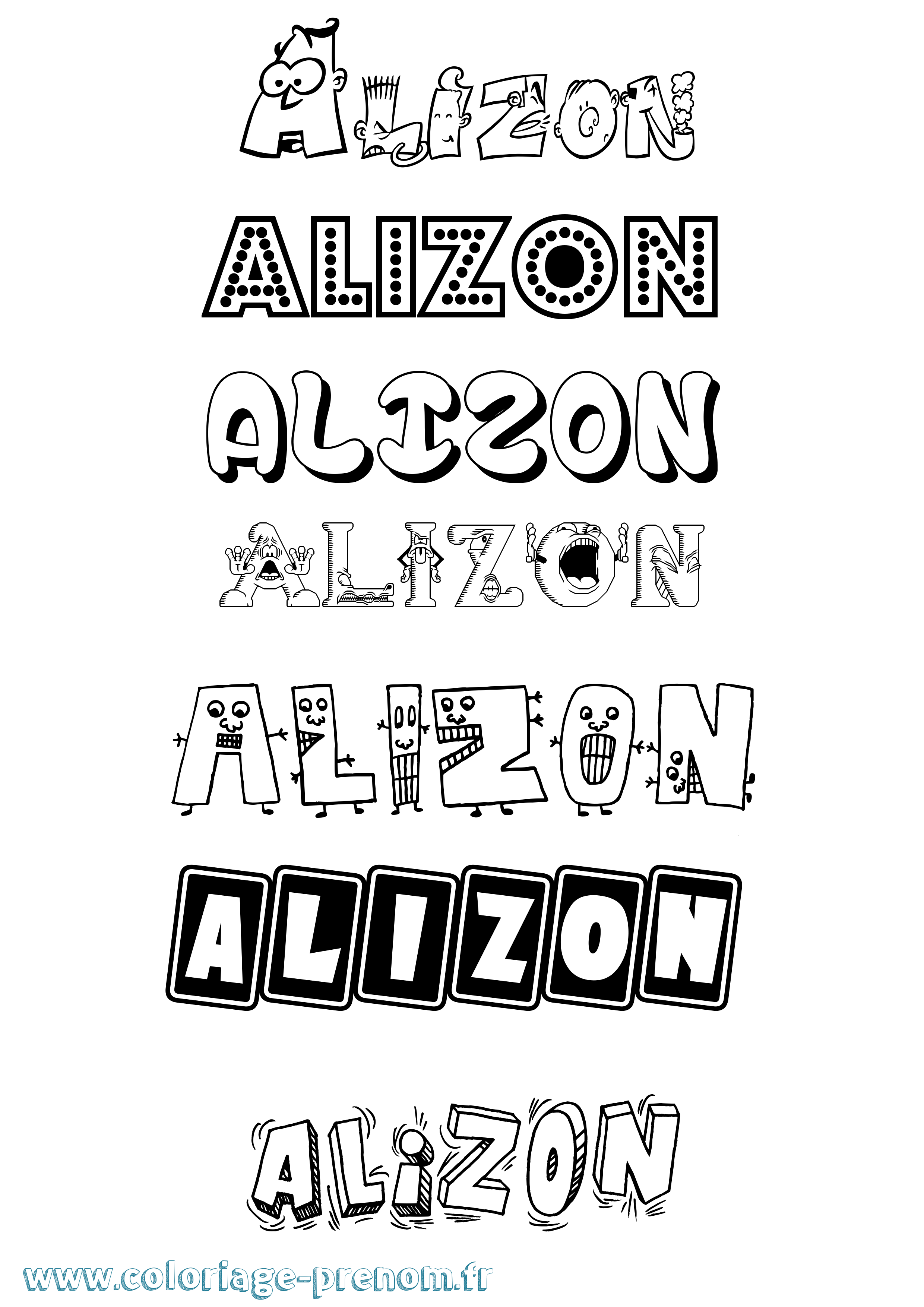 Coloriage prénom Alizon Fun