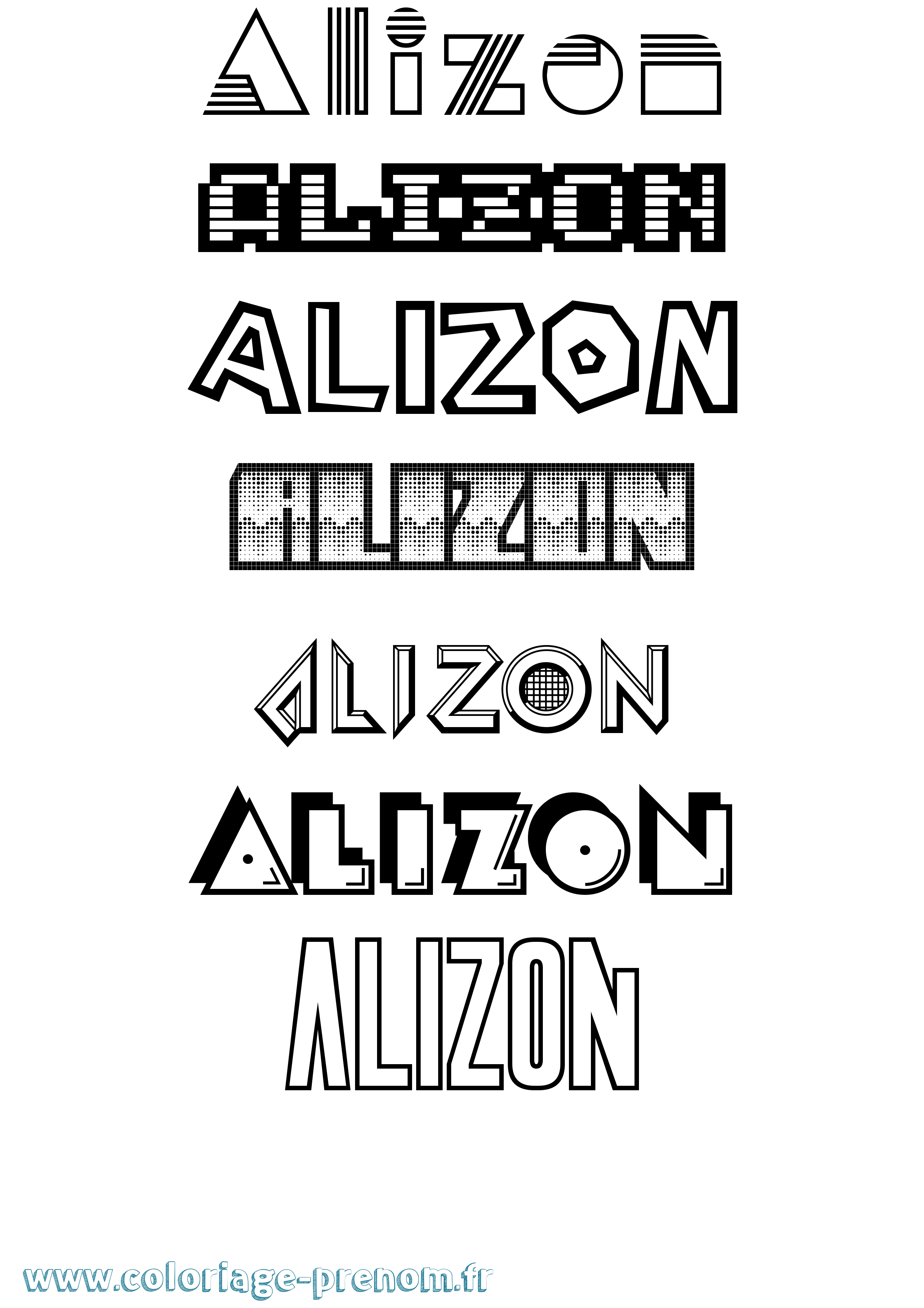 Coloriage prénom Alizon Jeux Vidéos