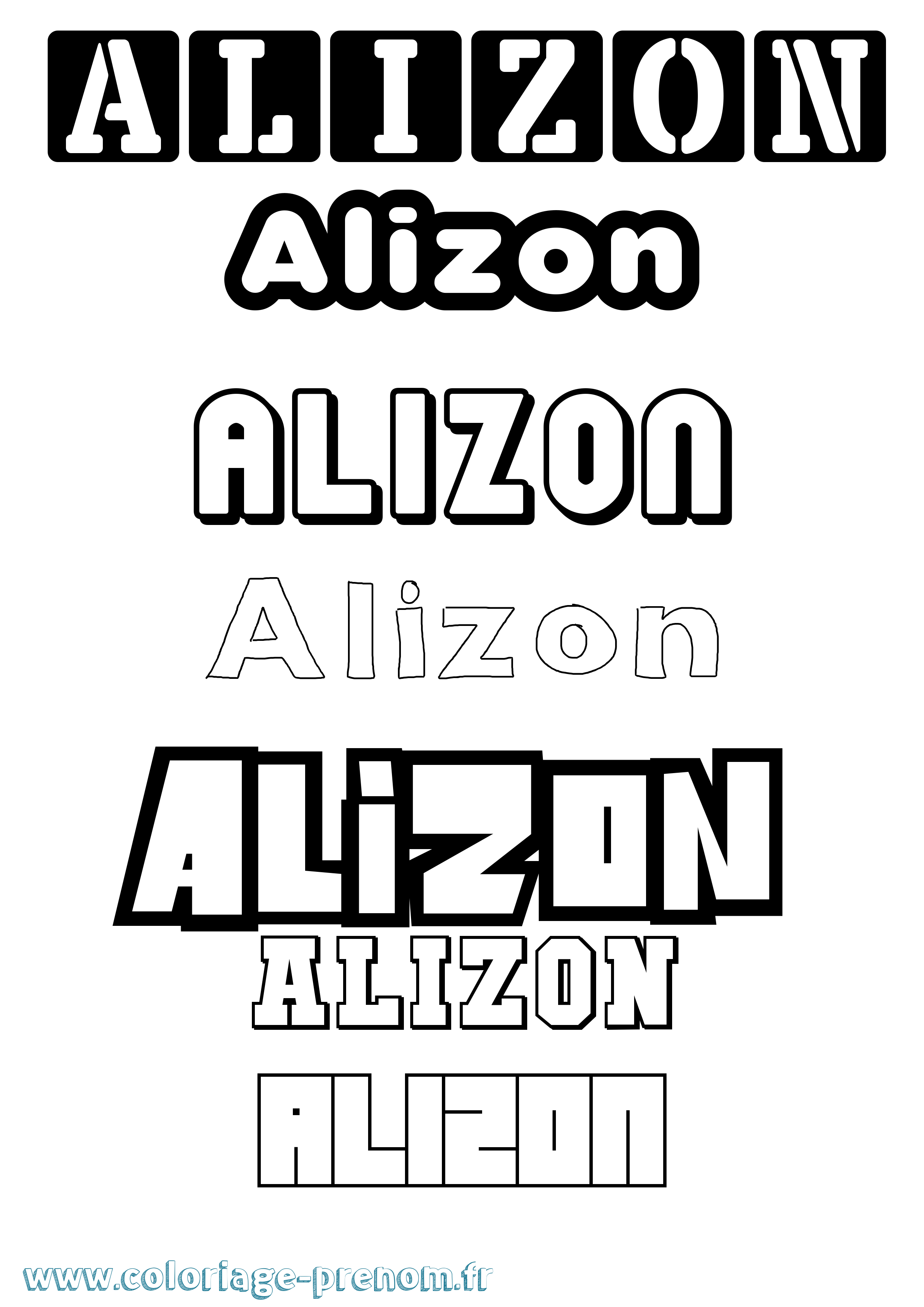 Coloriage prénom Alizon Simple