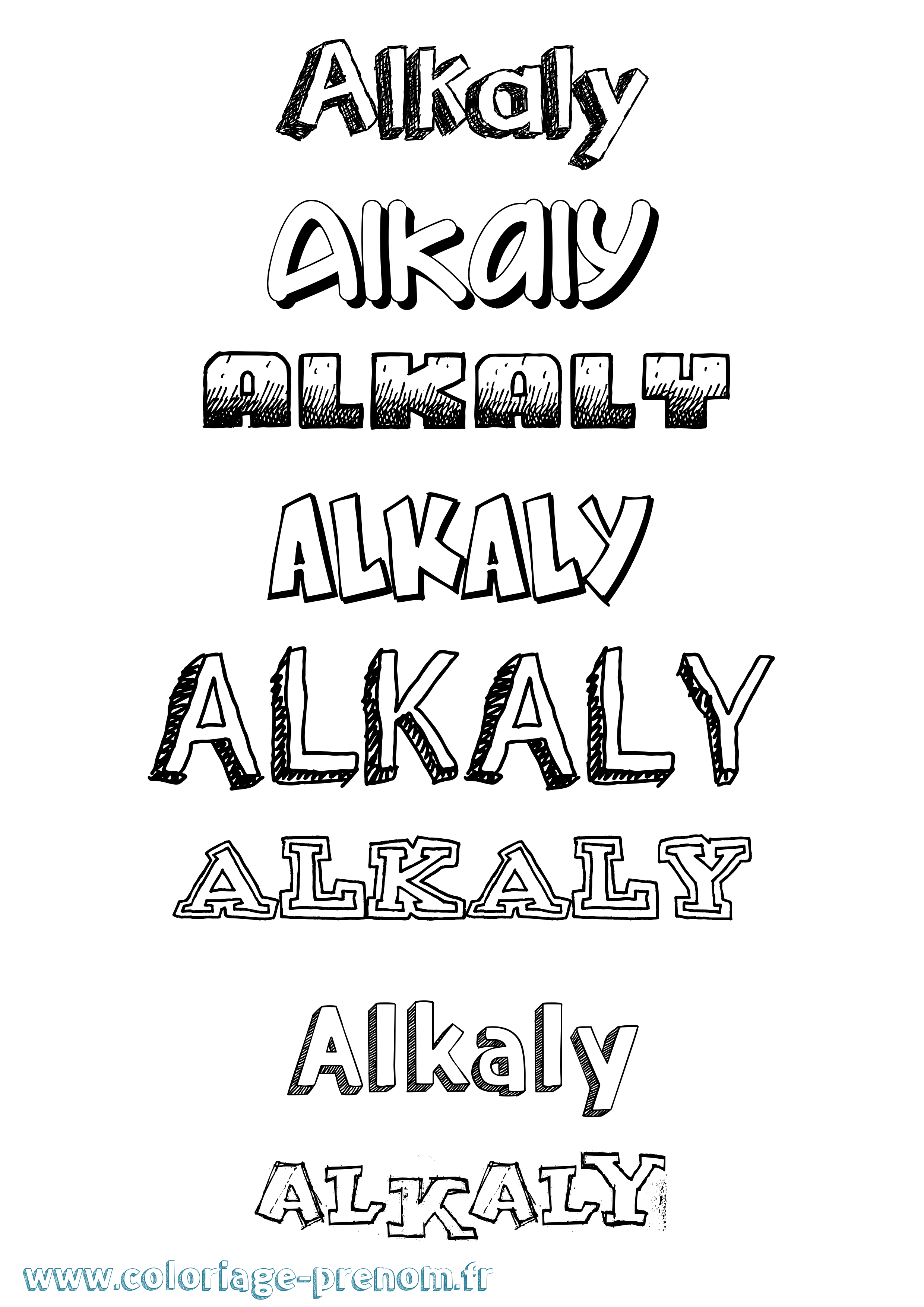 Coloriage prénom Alkaly Dessiné