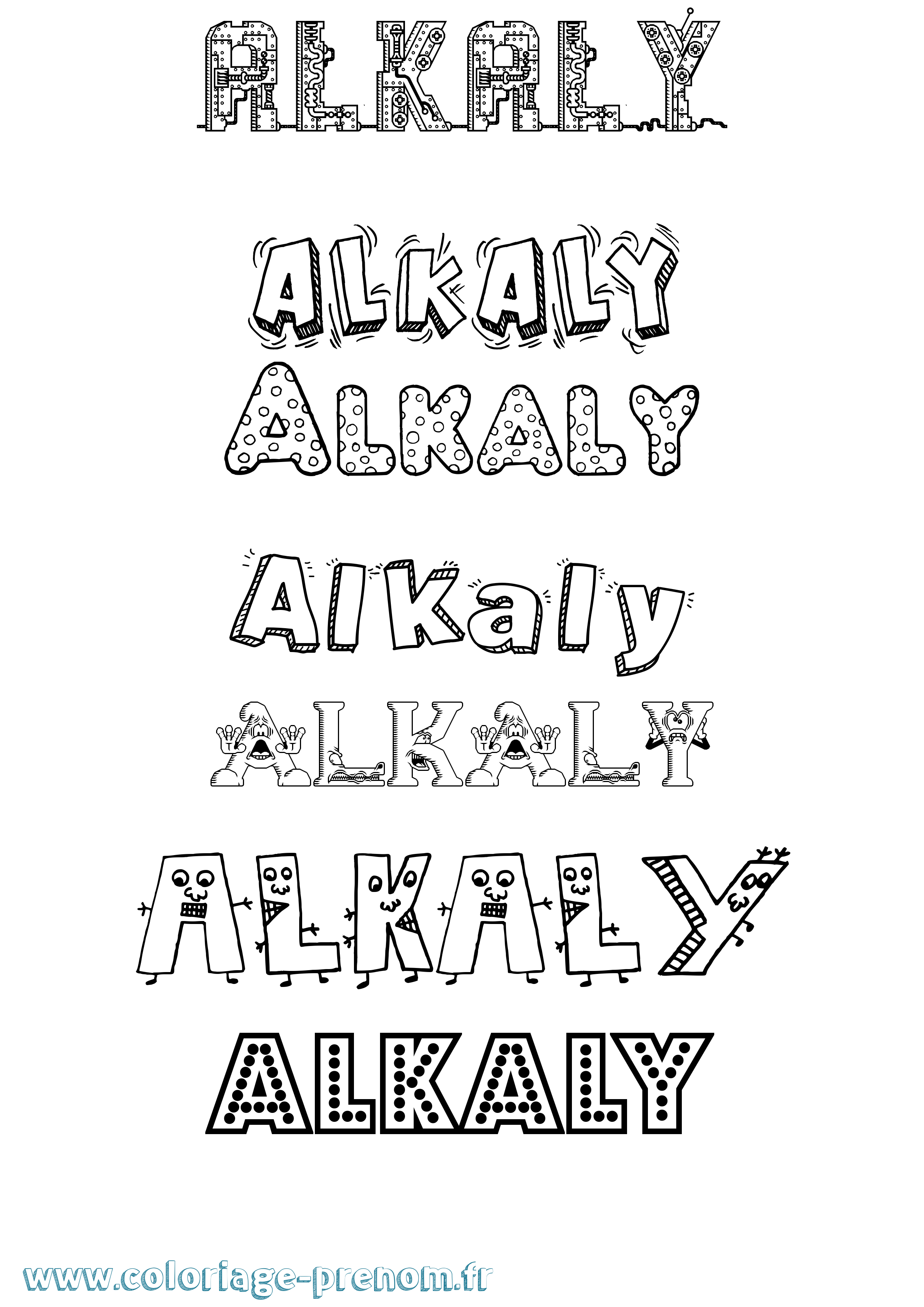 Coloriage prénom Alkaly Fun