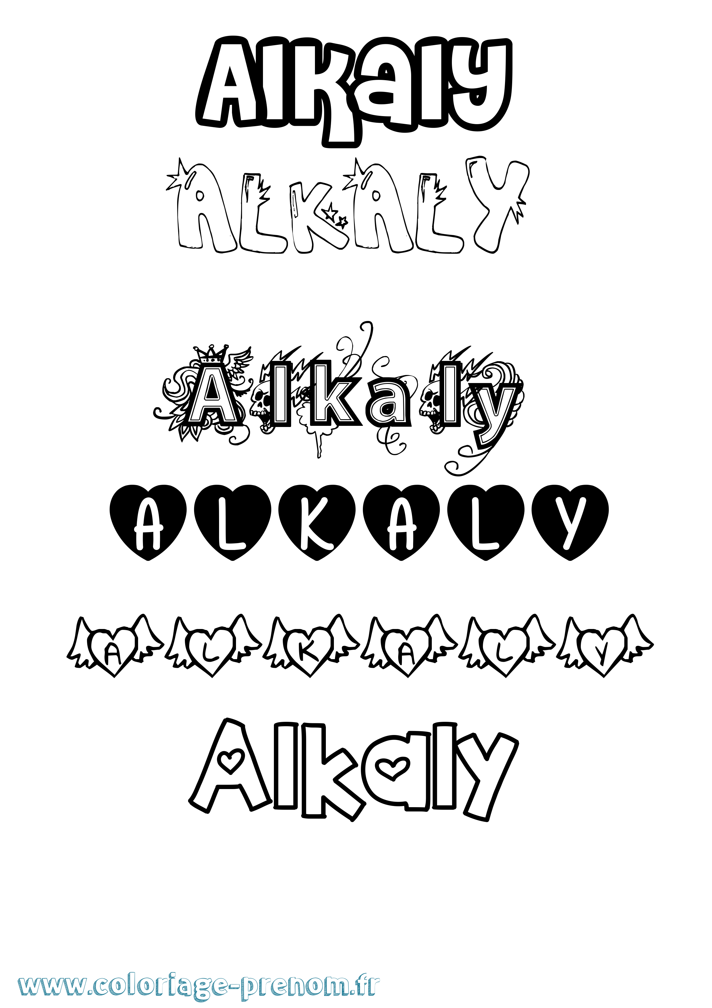Coloriage prénom Alkaly Girly