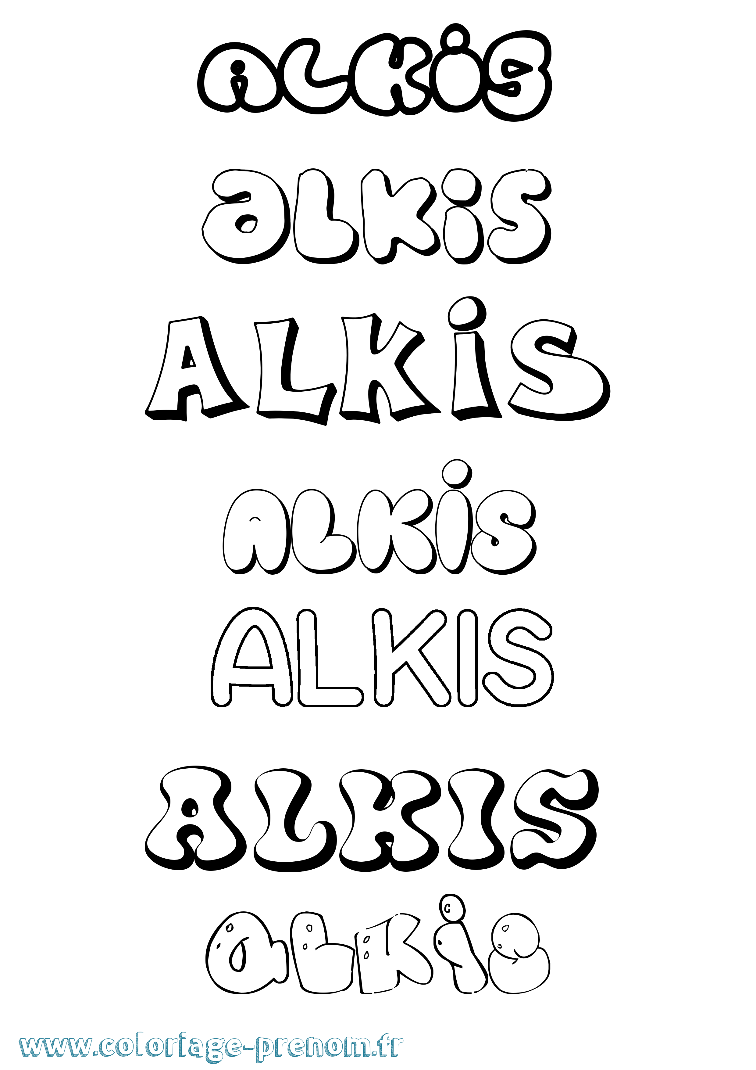 Coloriage Alkis Bubble Coloriage prénom Alkis Bubble