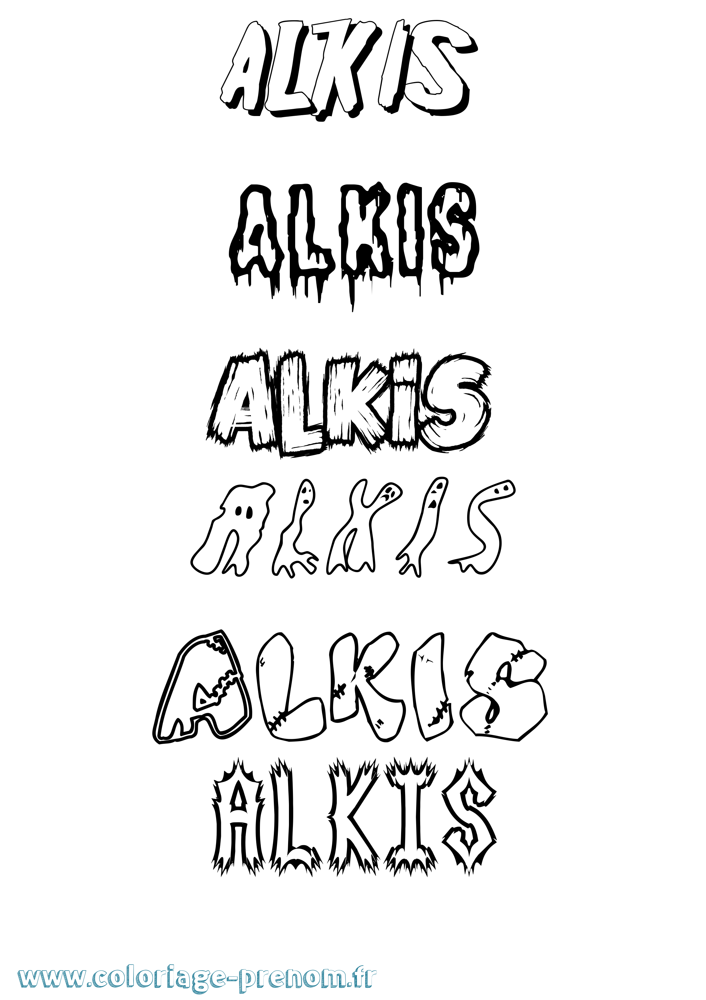 Coloriage Alkis Frisson Coloriage prénom Alkis Frisson