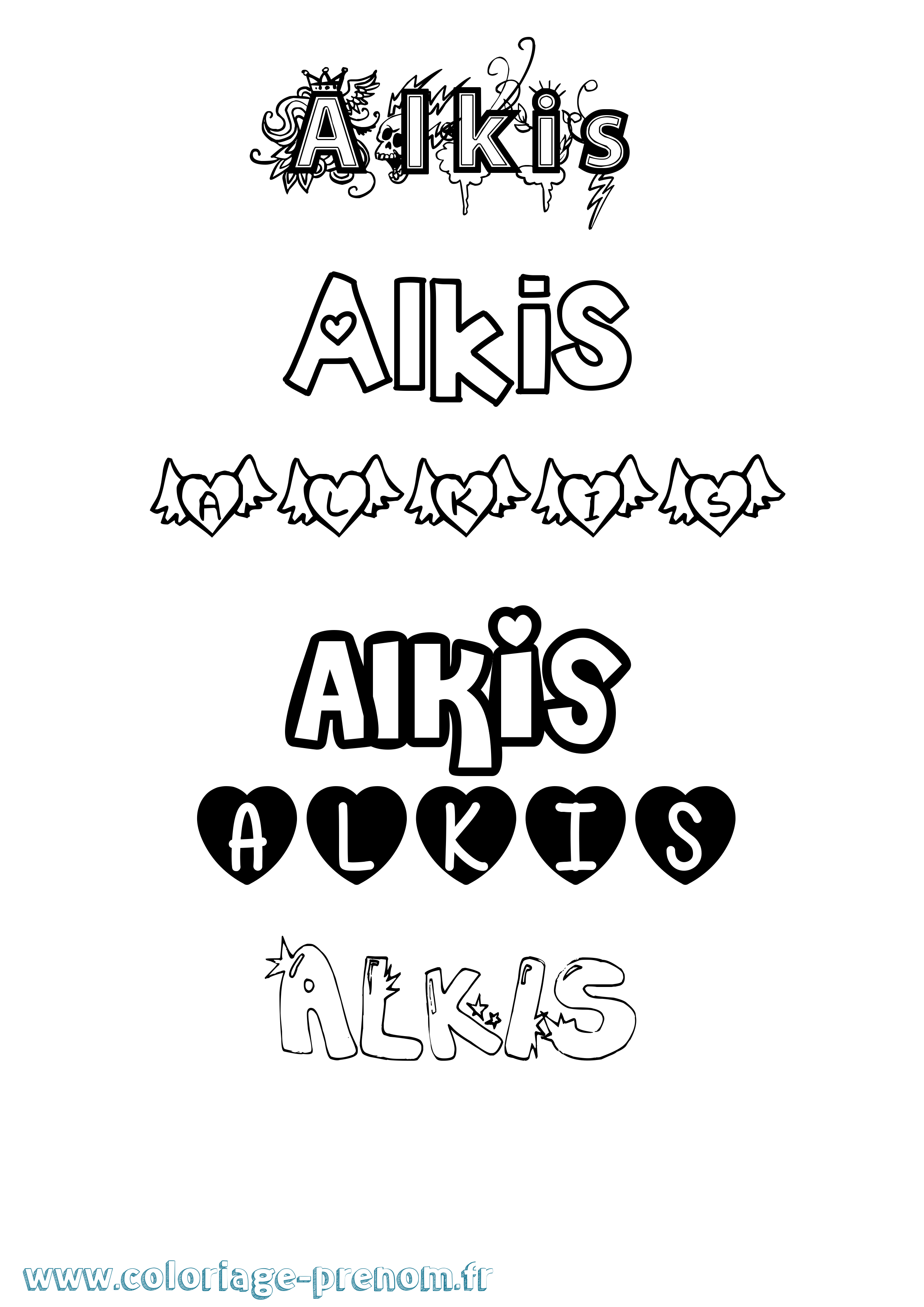 Coloriage Alkis Girly Coloriage prénom Alkis Girly