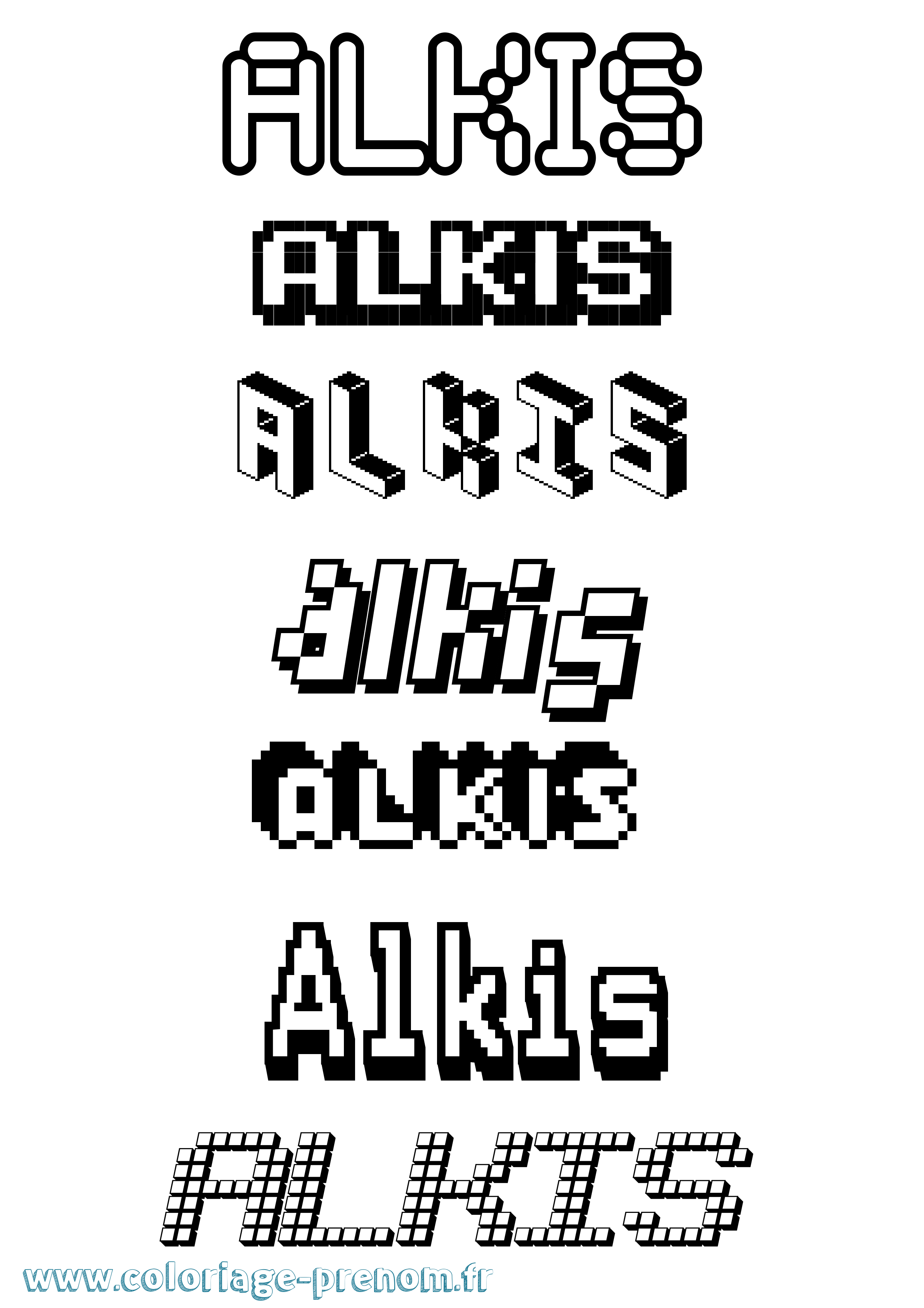 Coloriage Alkis Pixel Coloriage prénom Alkis Pixel