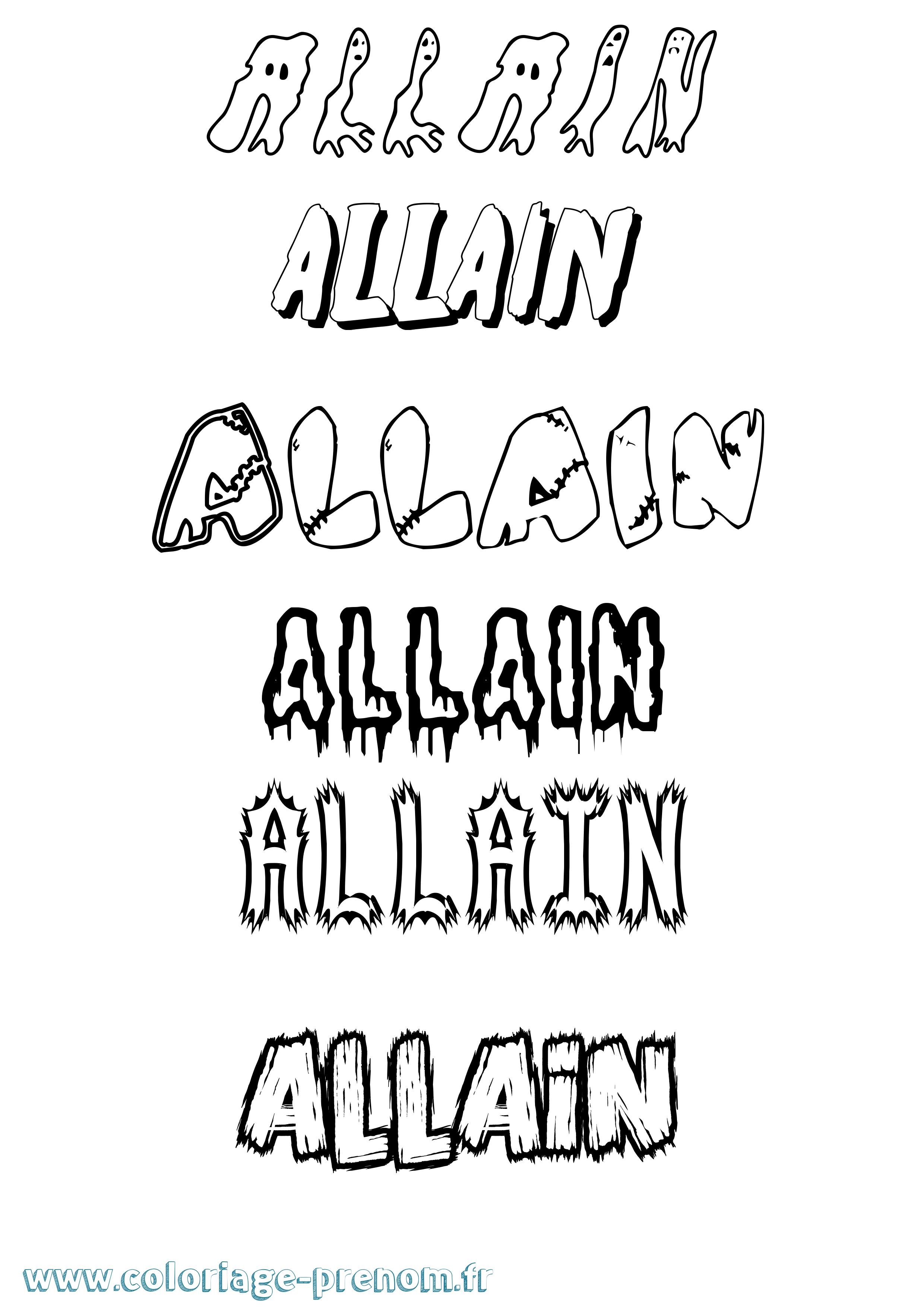 Coloriage prénom Allain Frisson