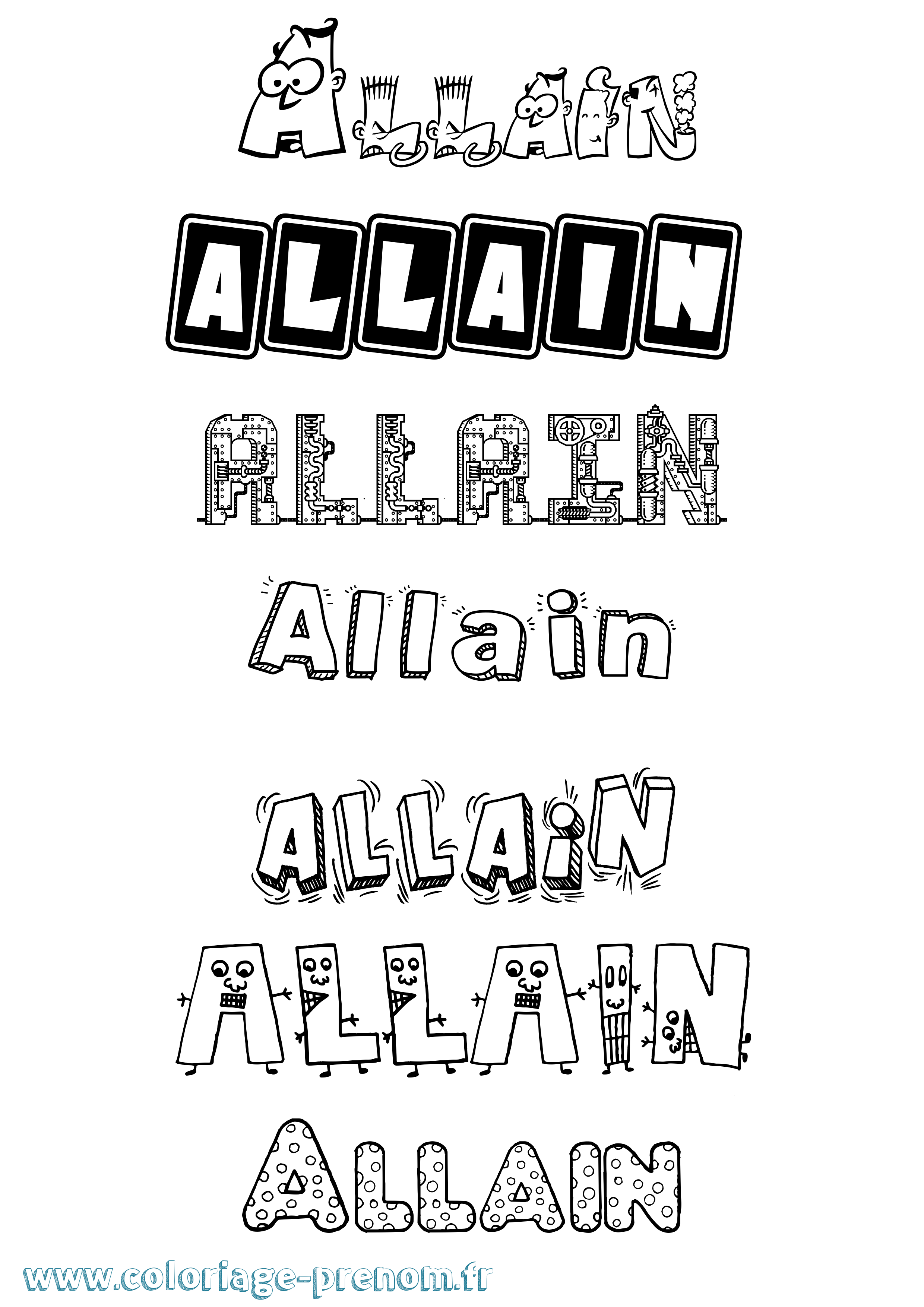 Coloriage prénom Allain Fun
