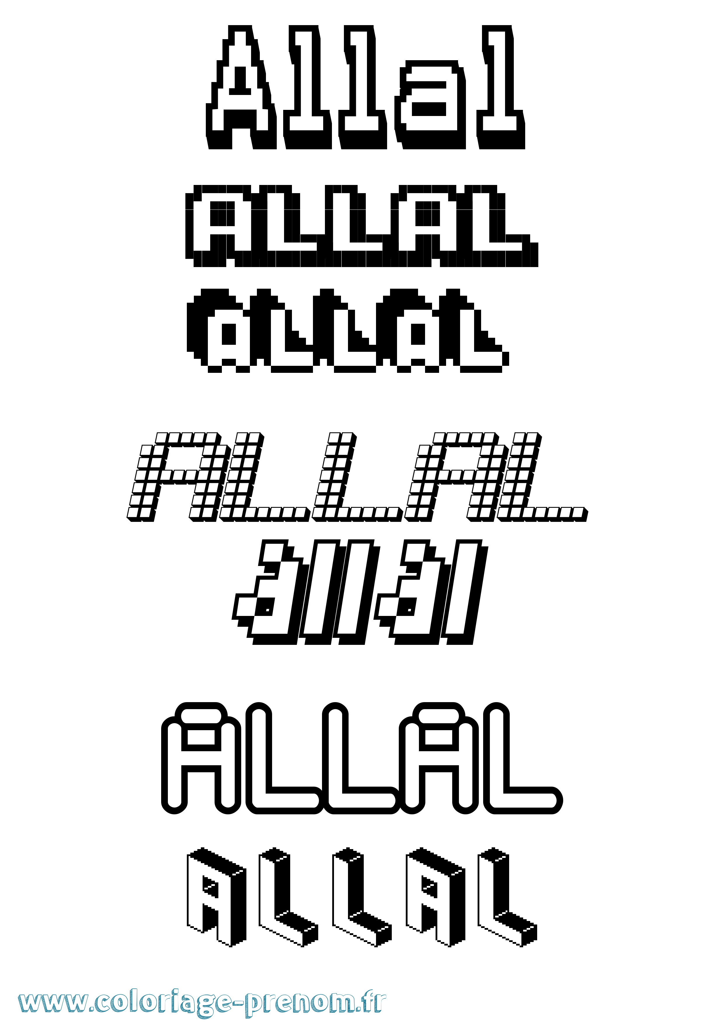 Coloriage prénom Allal Pixel