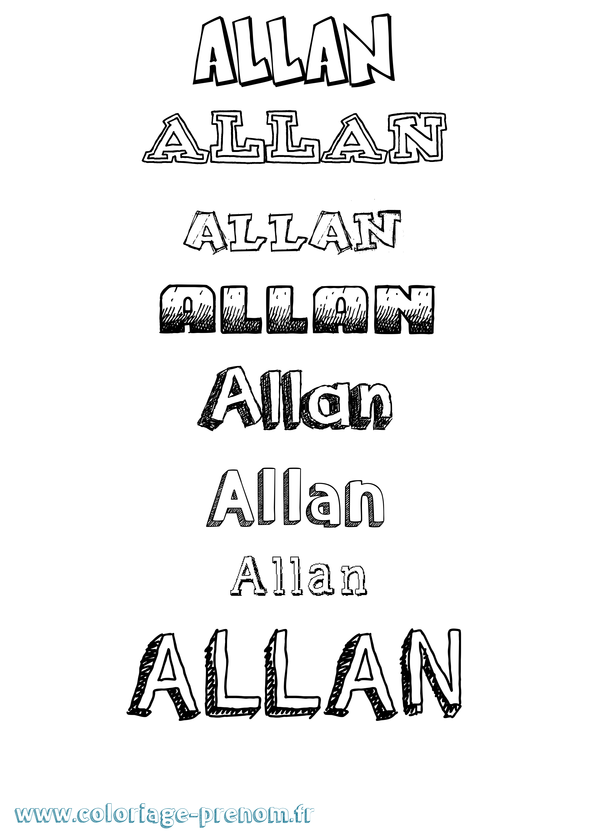 Coloriage prénom Allan Dessiné