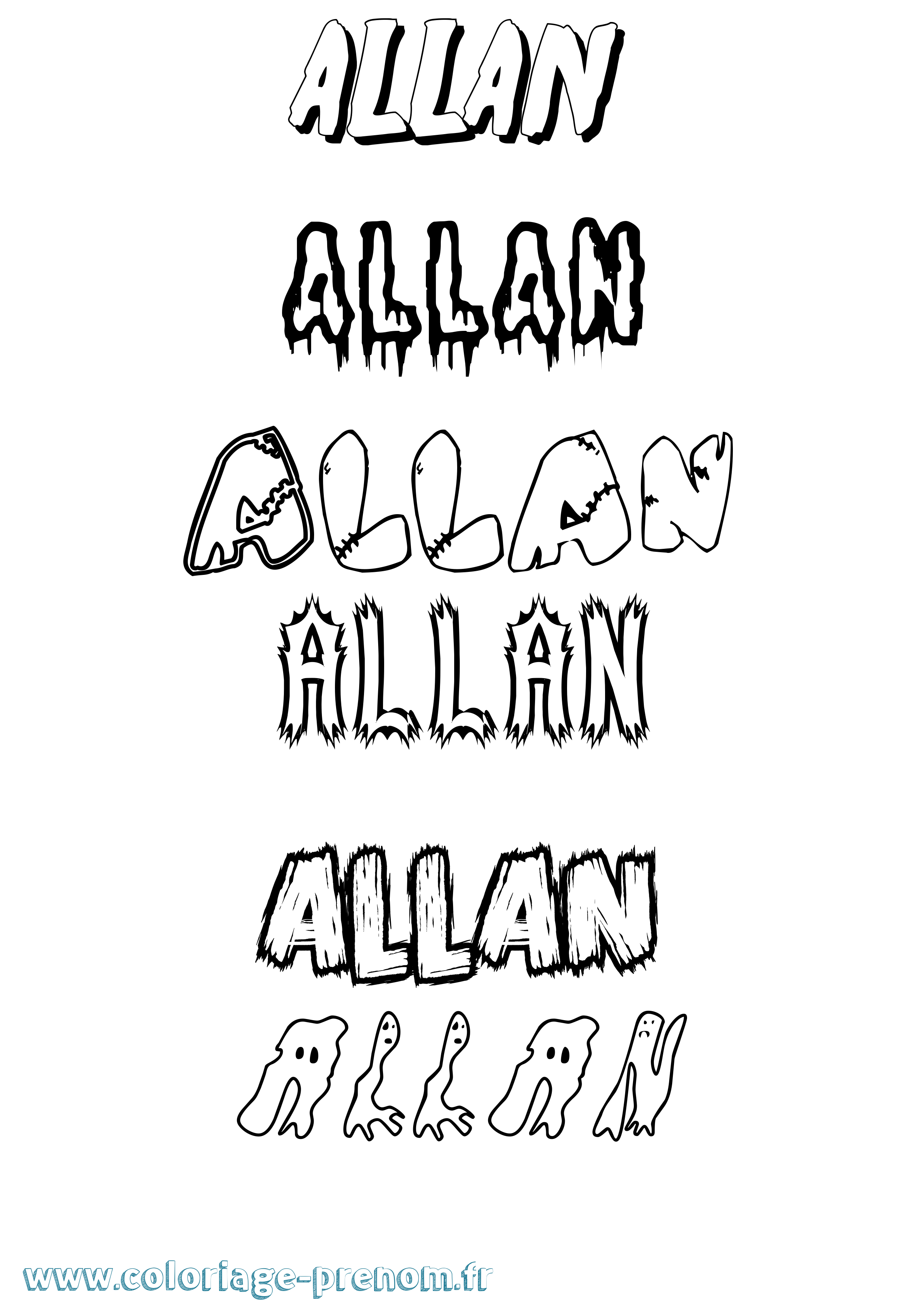Coloriage prénom Allan Frisson