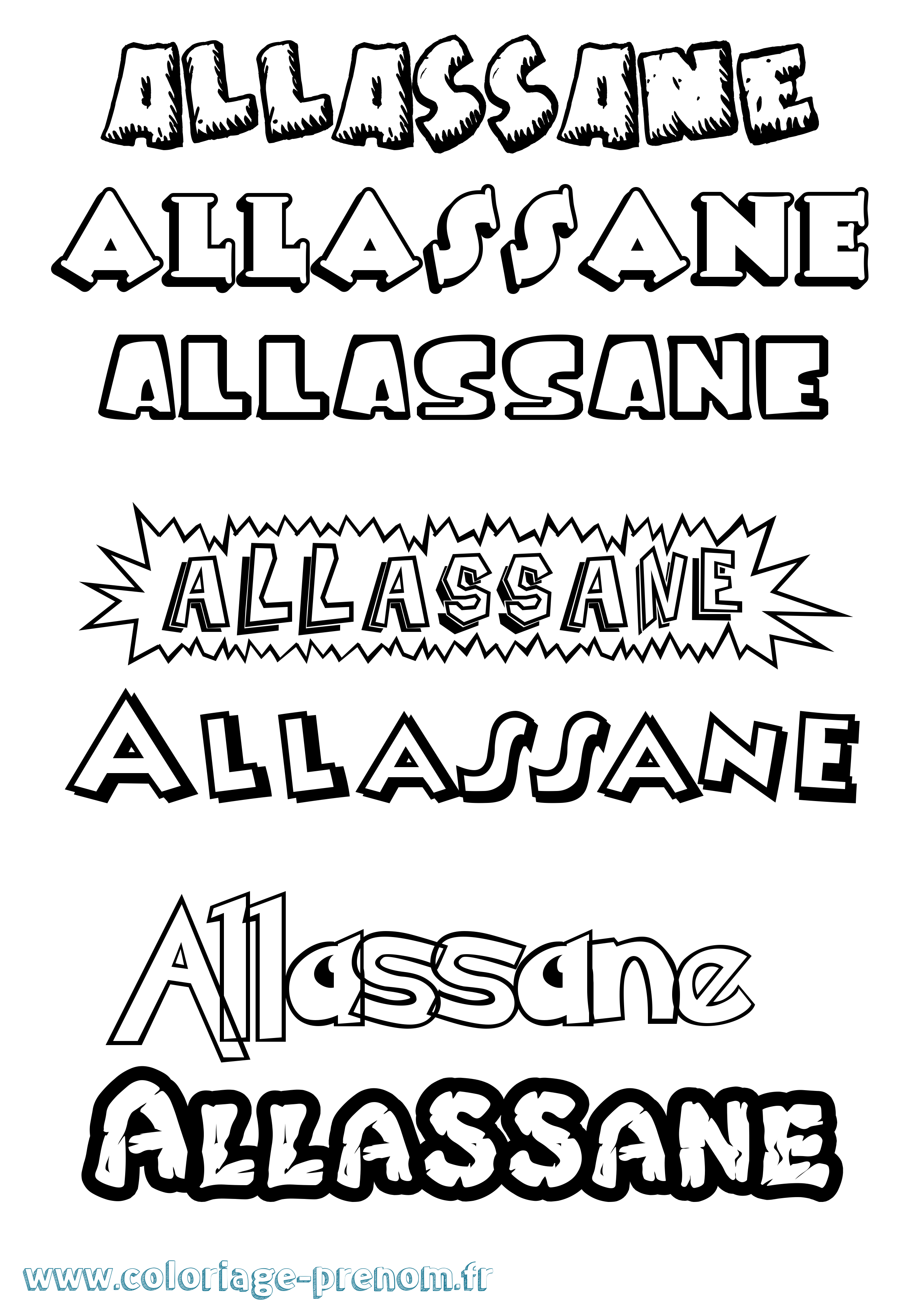 Coloriage prénom Allassane Dessin Animé