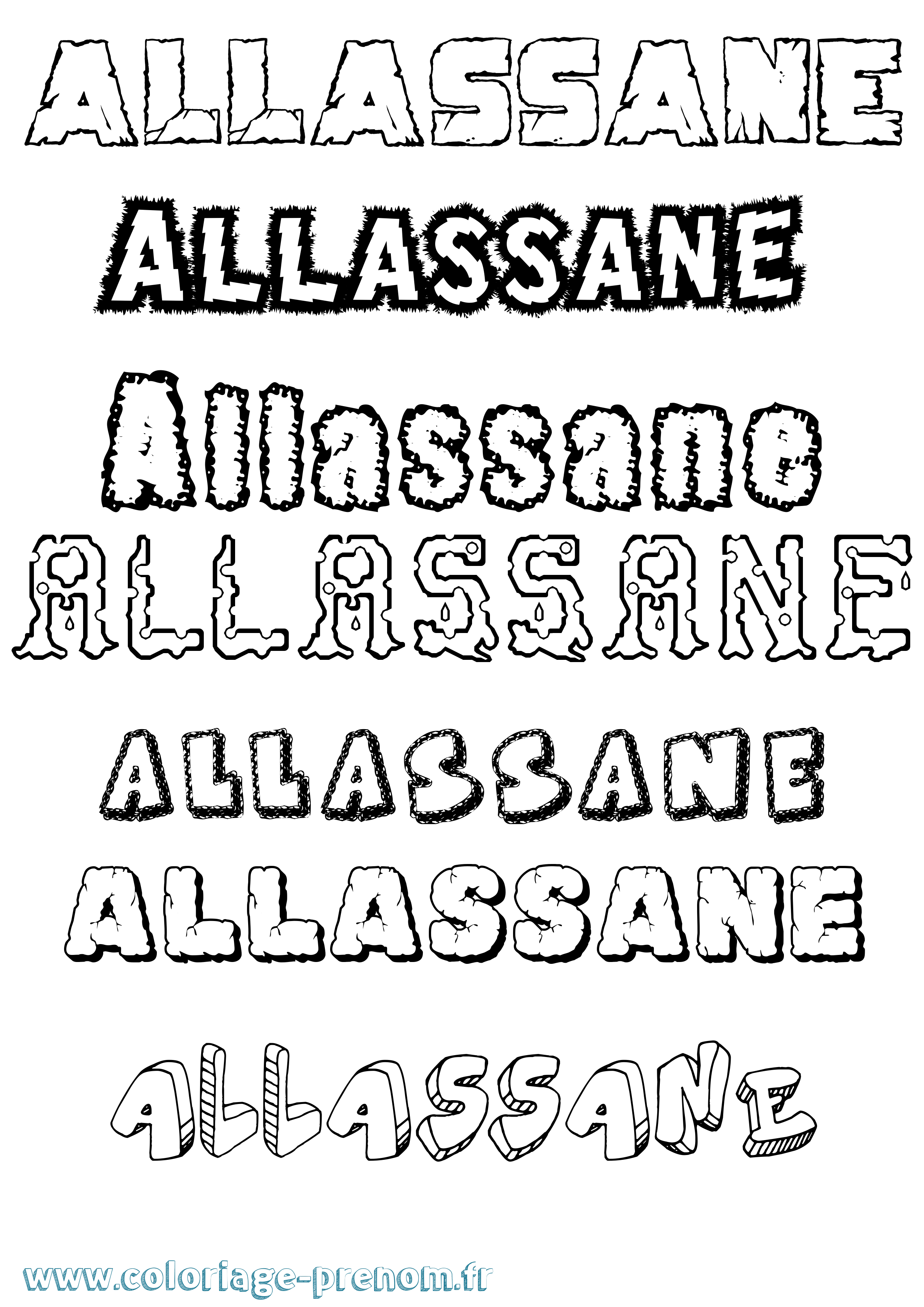 Coloriage prénom Allassane Destructuré