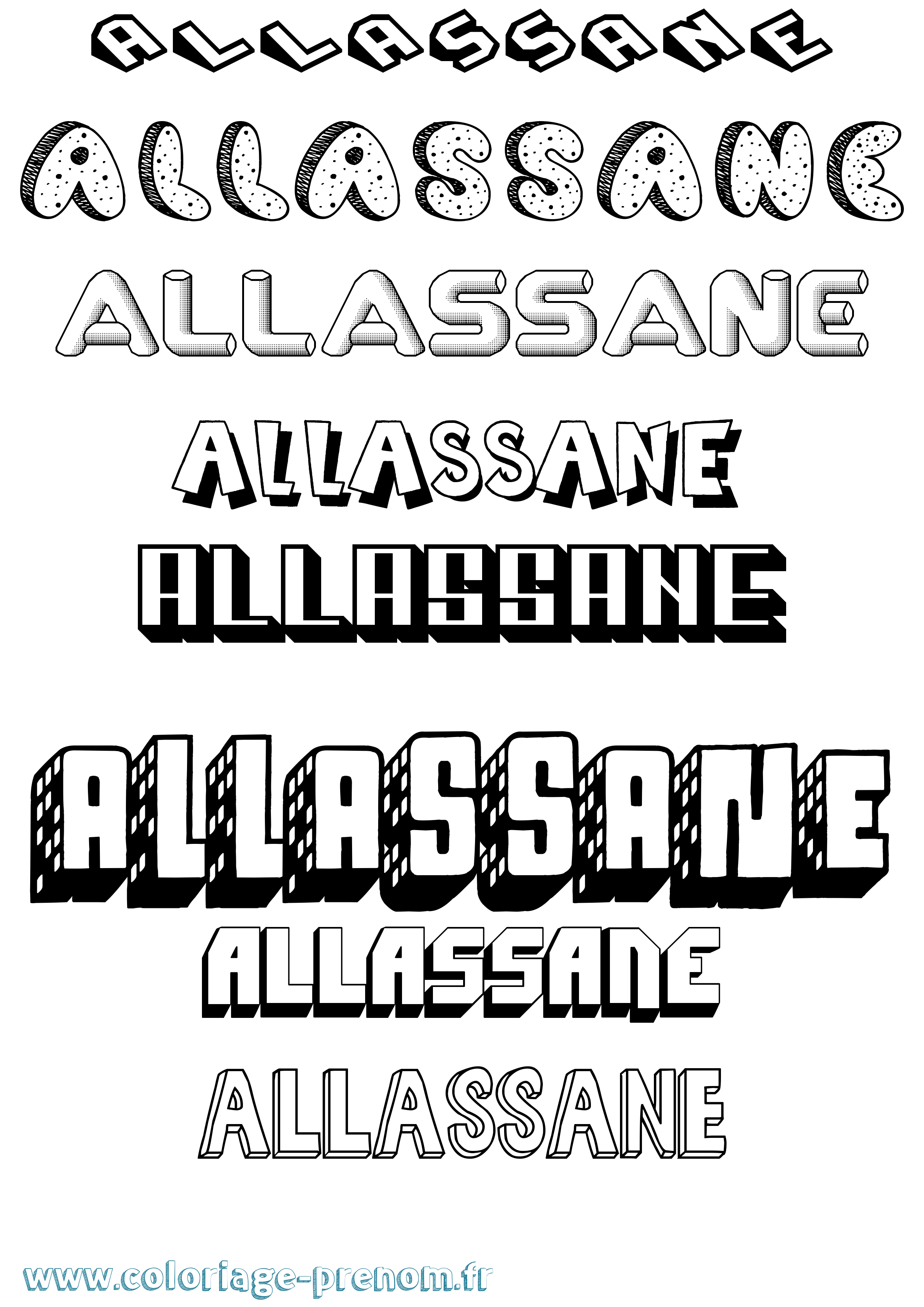 Coloriage prénom Allassane Effet 3D